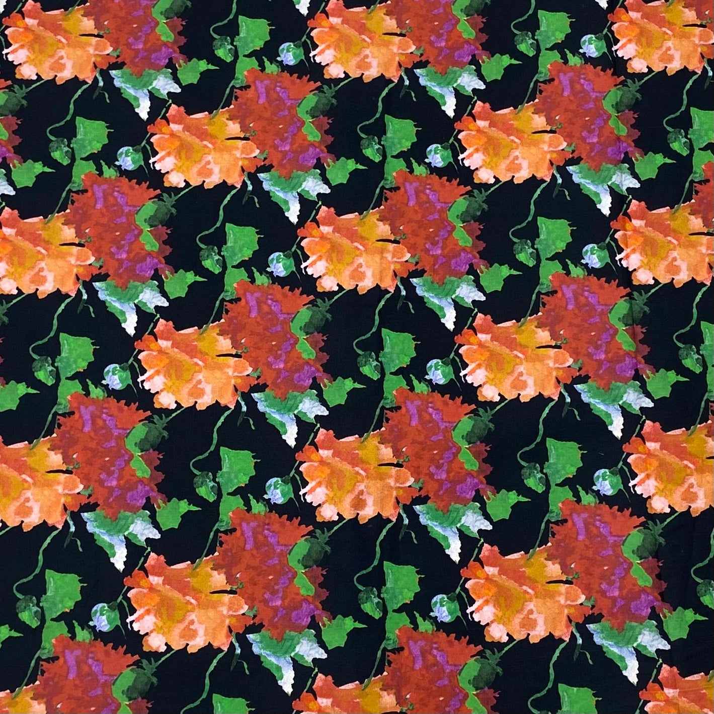 3 Metres Soft Printed Cotton Sateen, - 55" Wide 'Orange'