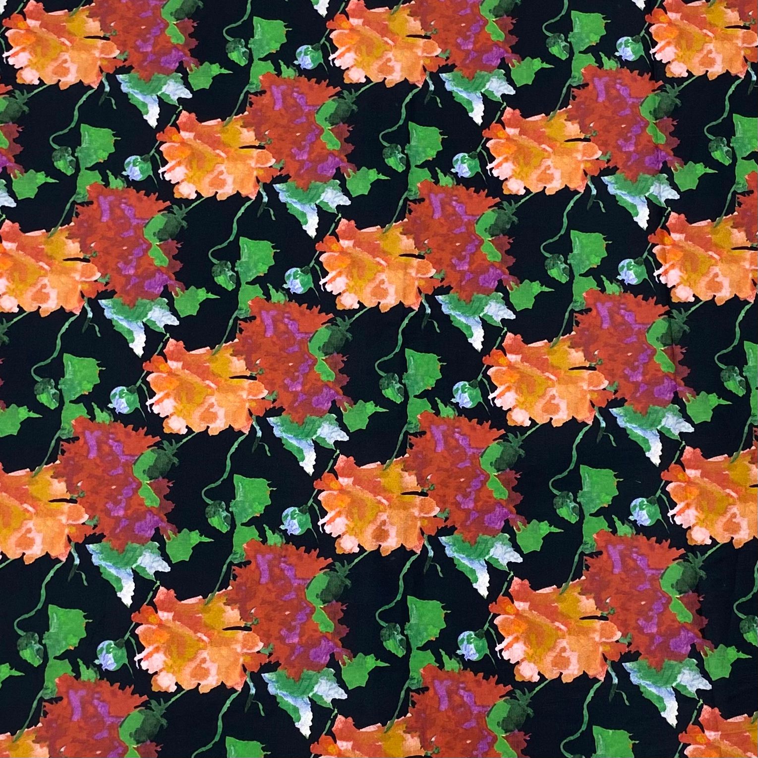 3 Metres Soft Printed Cotton Sateen, - 55" Wide 'Orange'