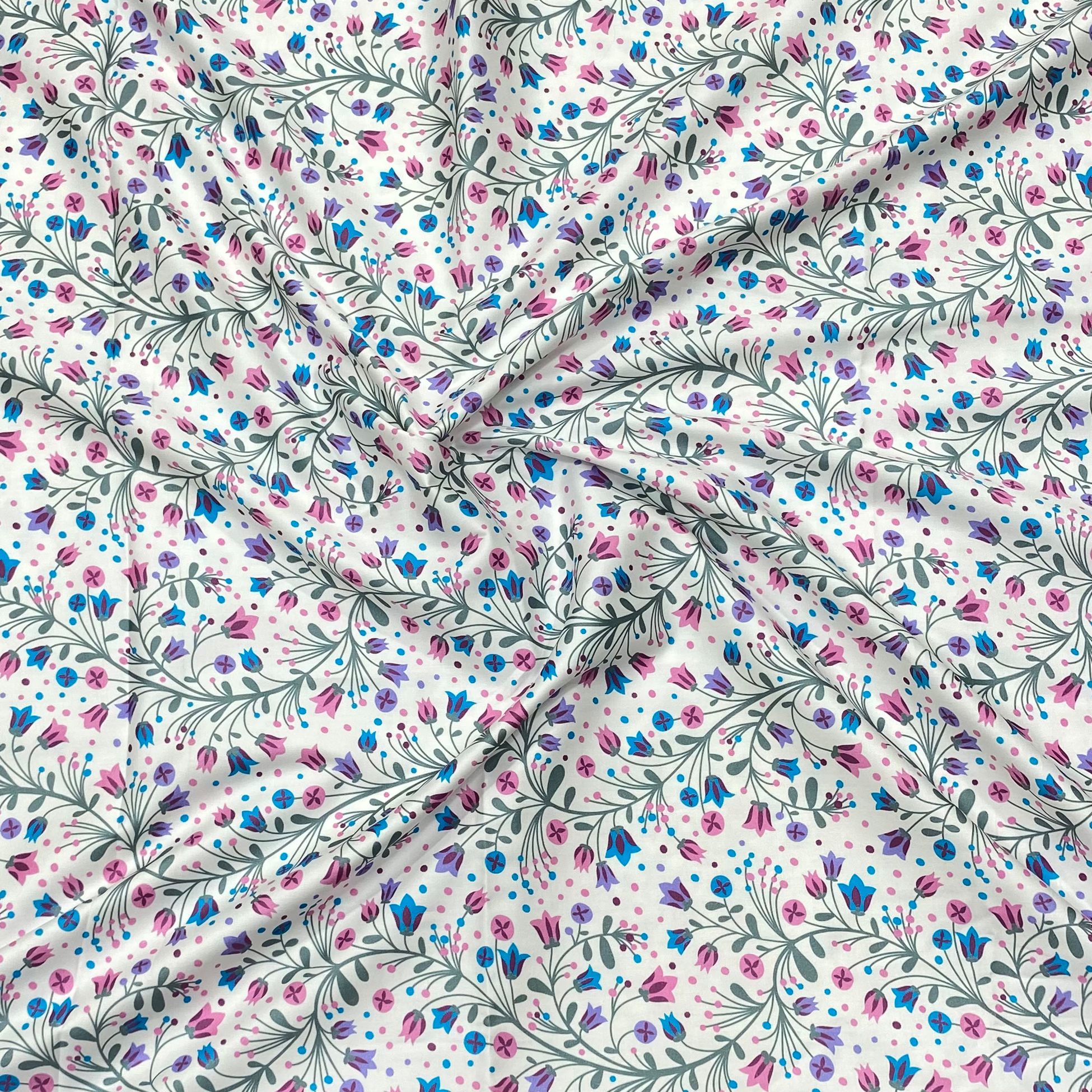 3 Metres Soft Printed Cotton Sateen, - 55" Wide 'Bloom'