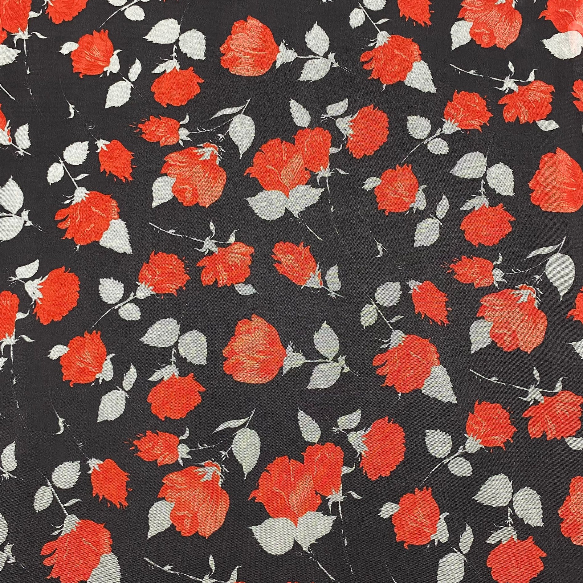 3 Metres, Luxurious Printed Chiffon,- 55" Wide- Black & Red