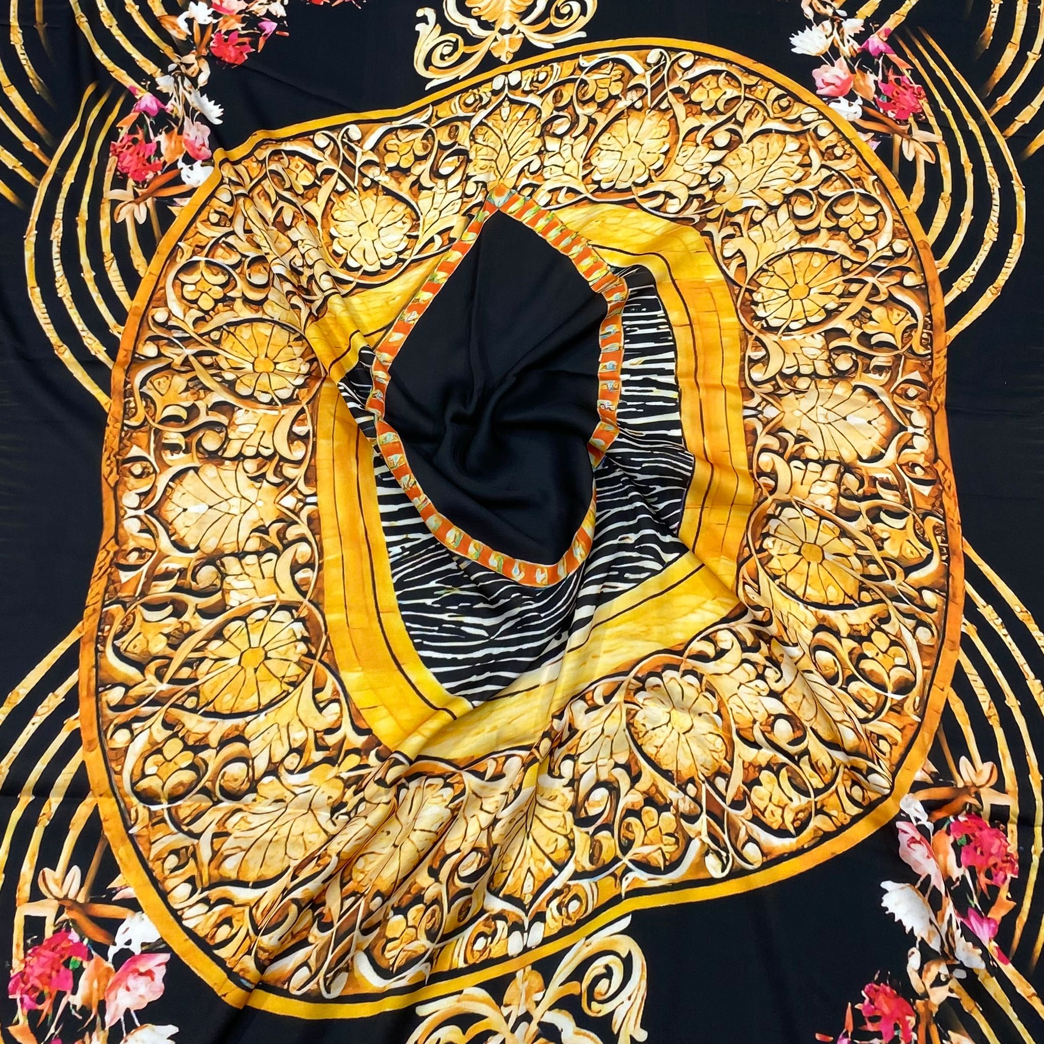 3 Metres Printed Fashion Satin- 45" Wide (GOLDEN) Made For Kaftans