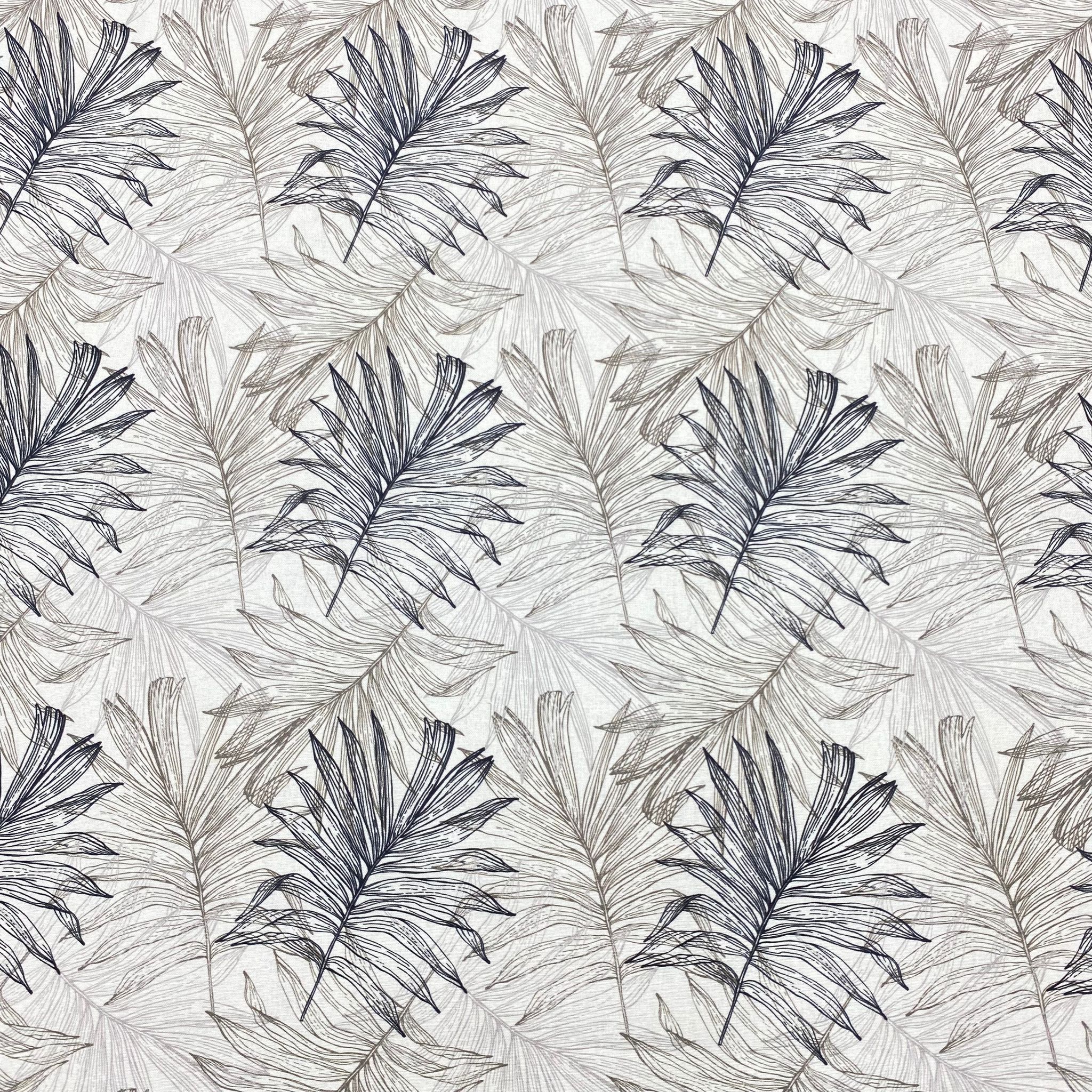 Per metre Premium Quilting Cotton, 'Navy & White Leafs' - 45" Wide