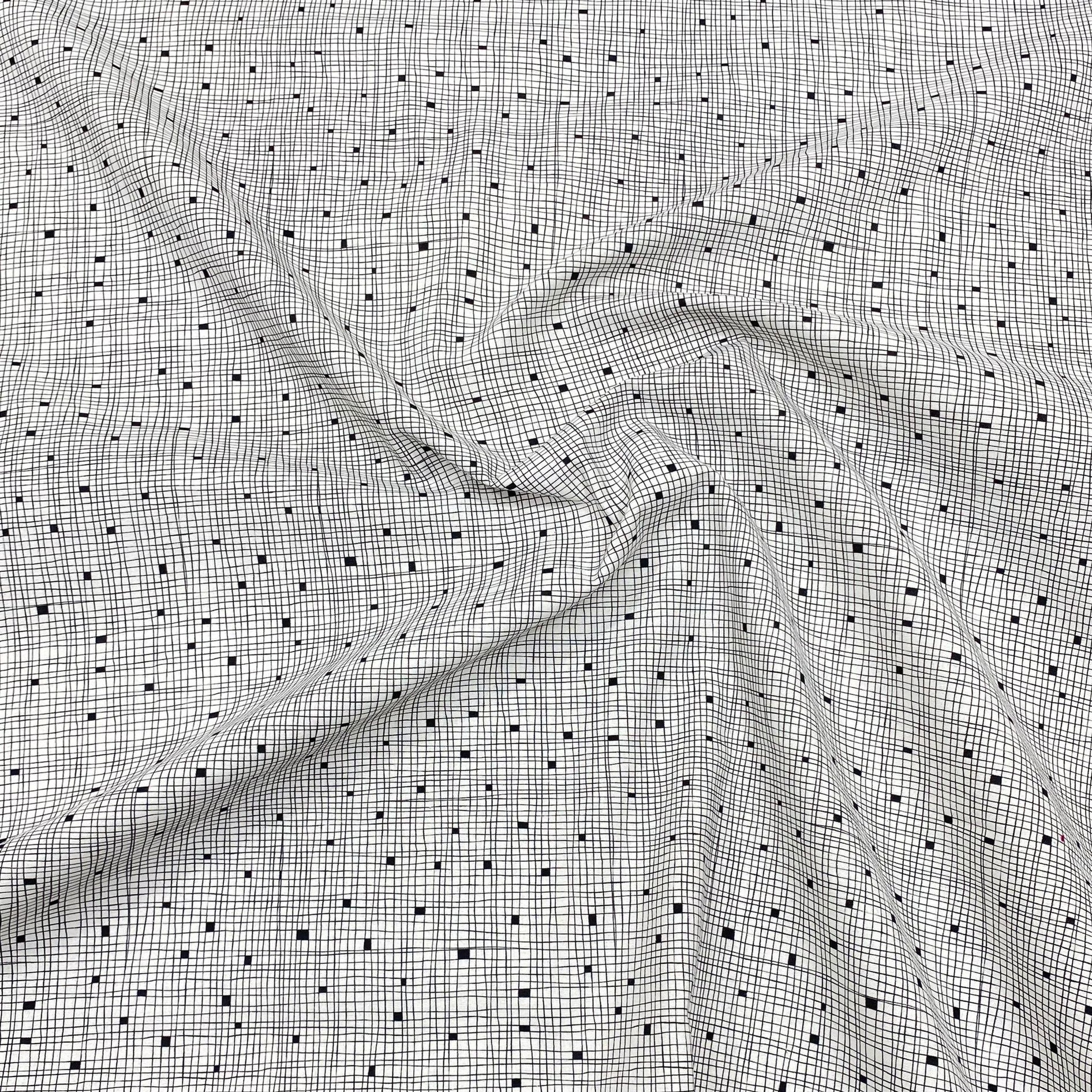 Per metre Premium Quilting Cotton, 'Black & White Squares' - 45" Wide