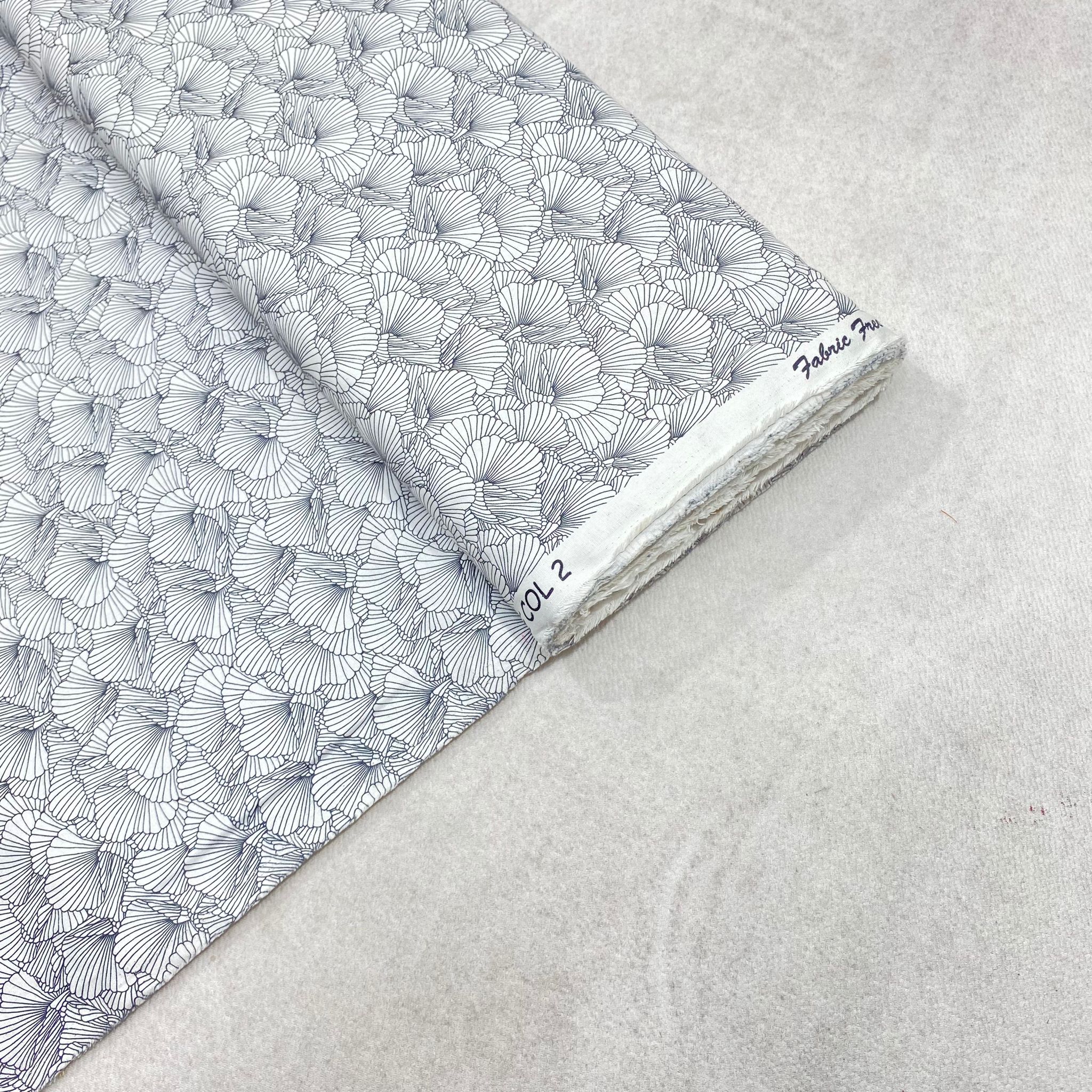 Per metre Premium Quilting Cotton, 'Black & White Floral' - 45" Wide