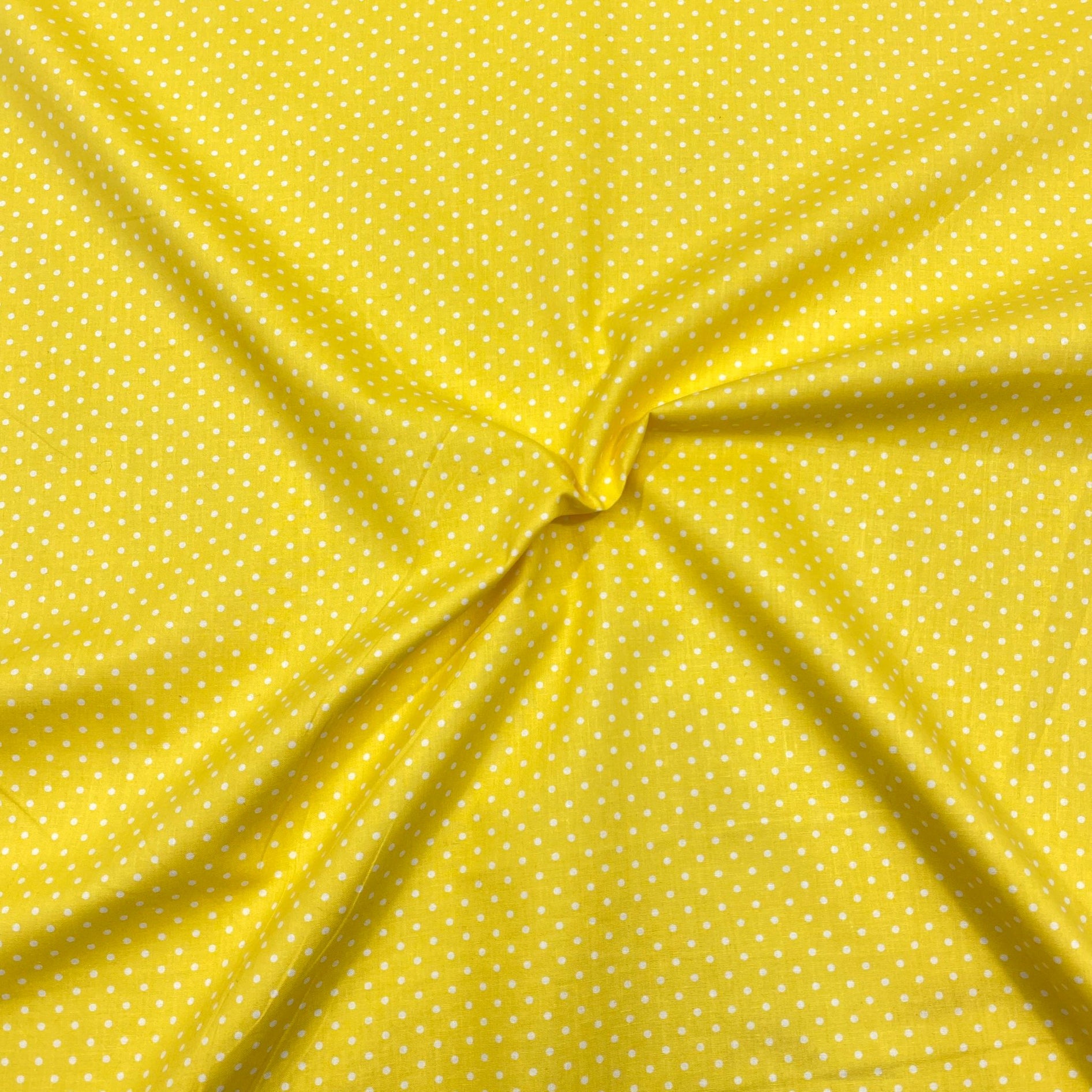 Per metre Premium Quilting Cotton, 'Polka Yellow' - 45" Wide