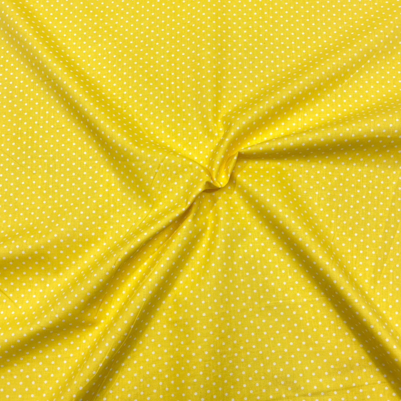 Per metre Premium Quilting Cotton, 'Polka Yellow' - 45" Wide