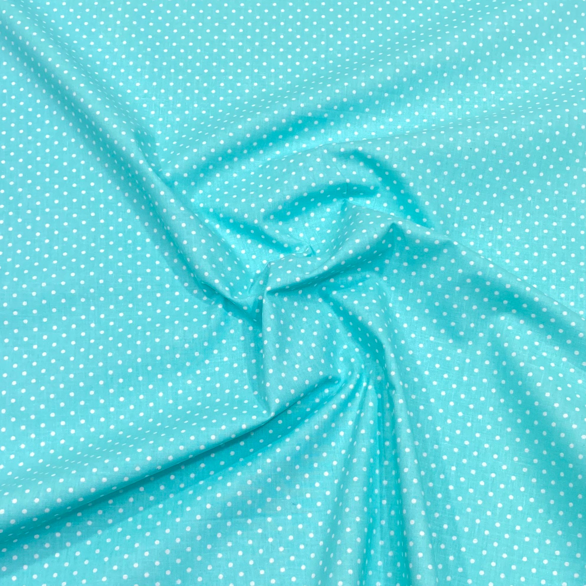 Per metre Premium Quilting Cotton, 'Polka Turquoise' - 45" Wide
