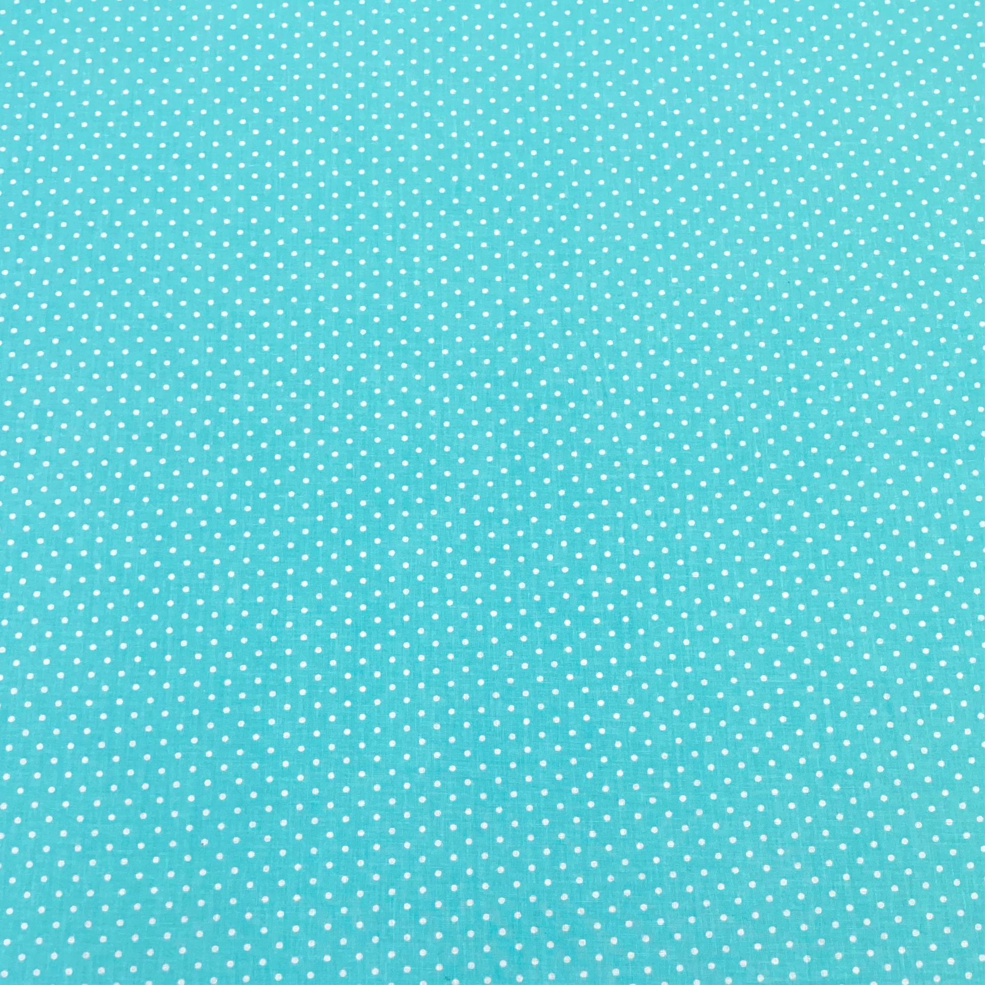 Per metre Premium Quilting Cotton, 'Polka Turquoise' - 45" Wide
