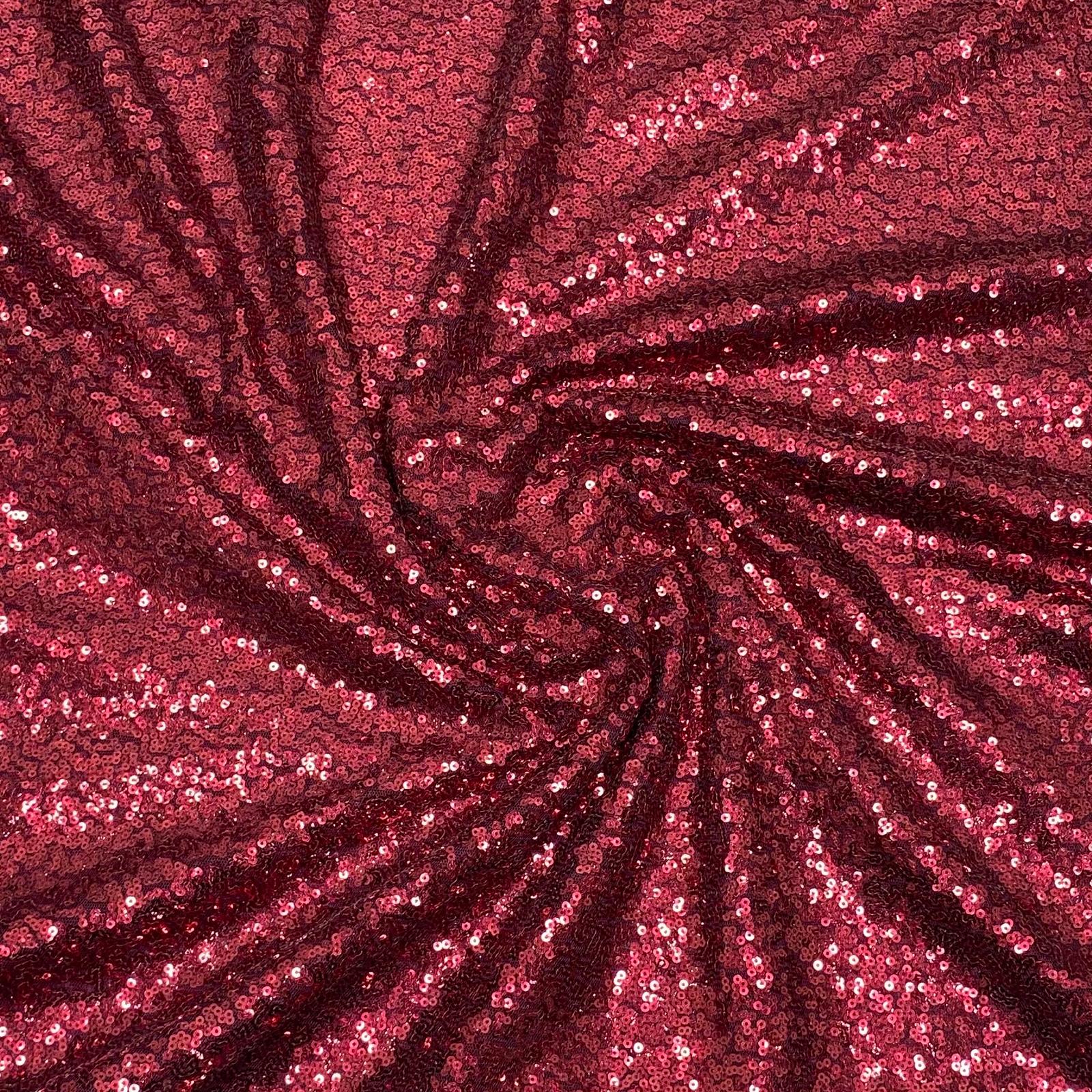 3 Metres - Luxurious Sequins On Net - 55" Wide - Maroon