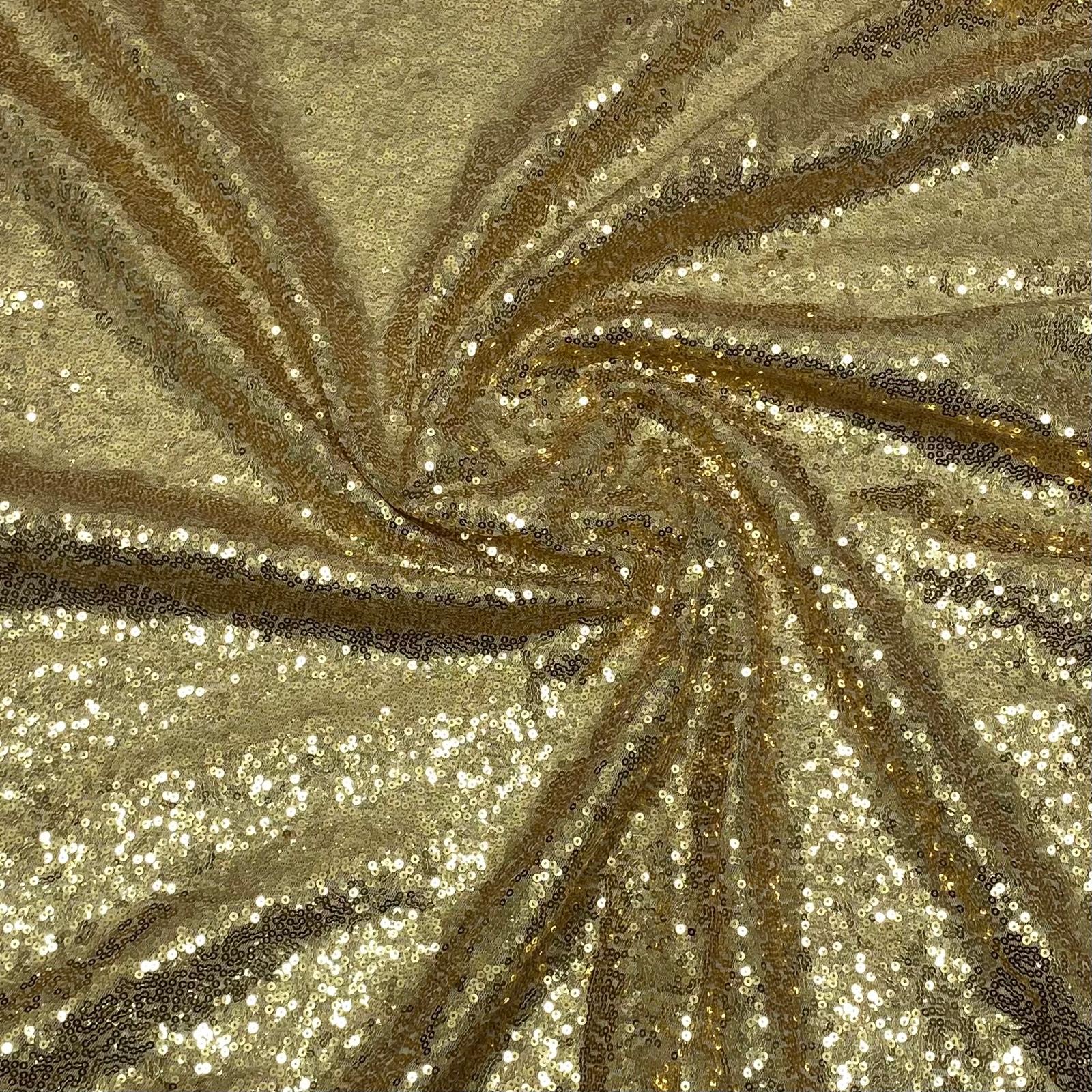 3 Metres - Luxurious Sequins On Net - 55" Wide - Gold