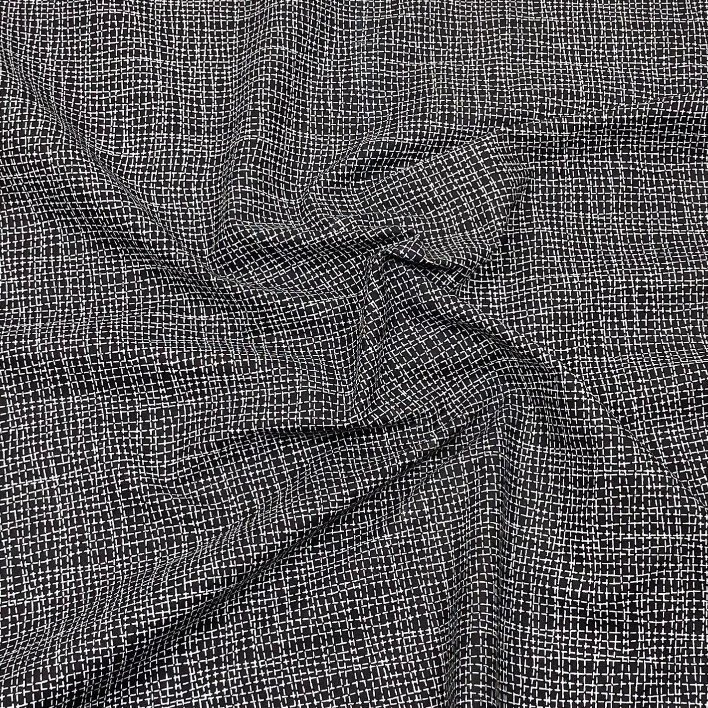 Per Metre, Digital Cotton Poplin - 60" Wide - Black & White