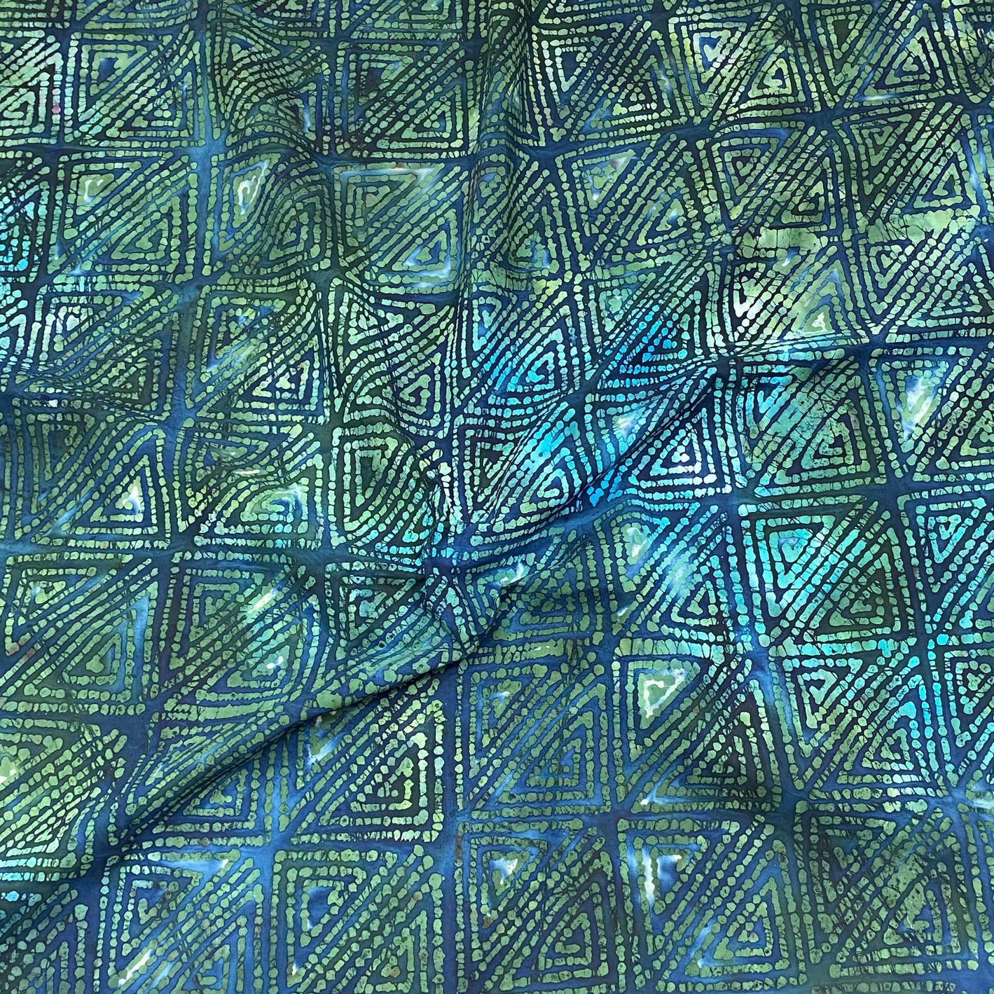 Premium Quality 100% Cotton Batik - 45" Wide - Green & Blue