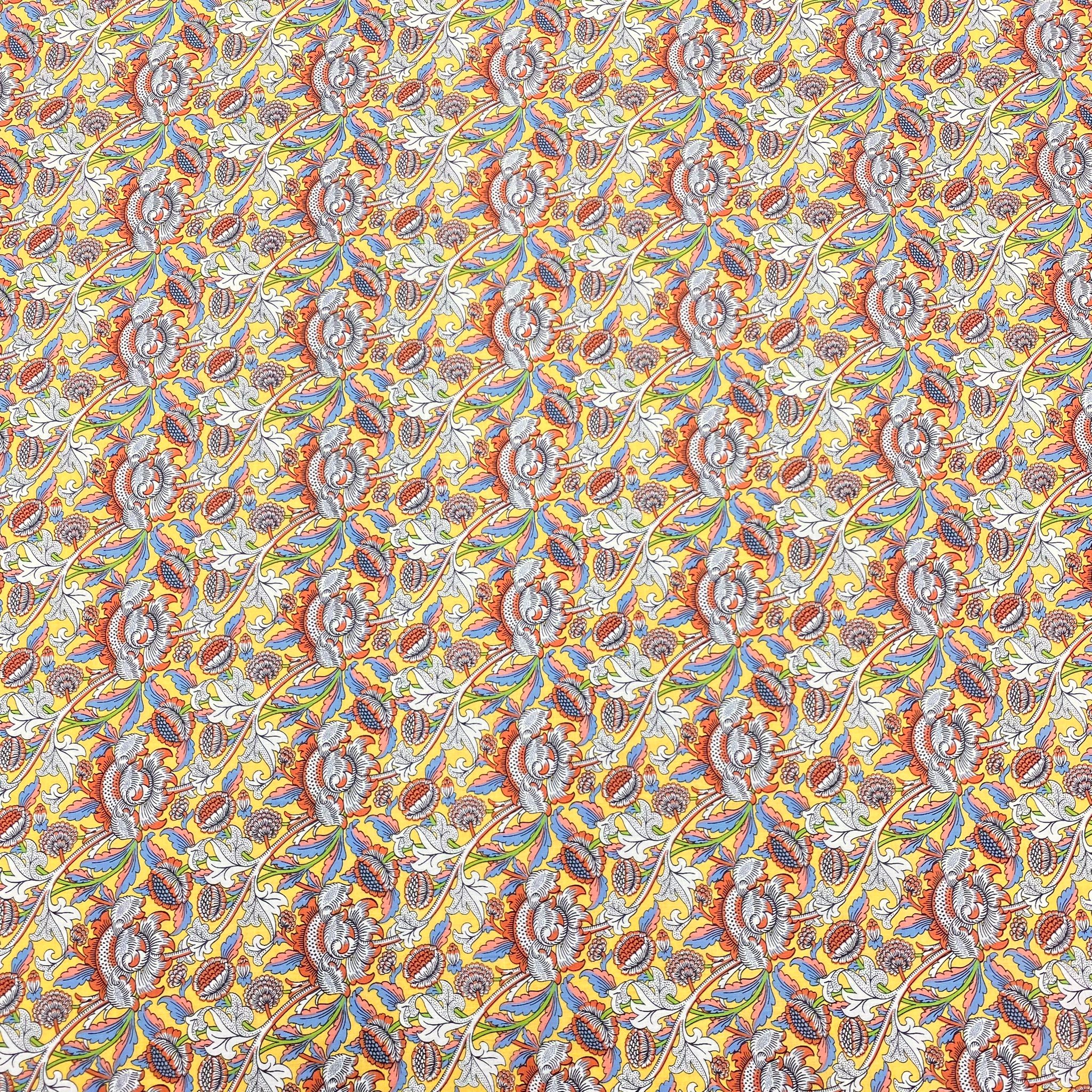 3 Metres Luxury Dressmaking 100% Cotton Lawn- 60" (Yellow Flowers)