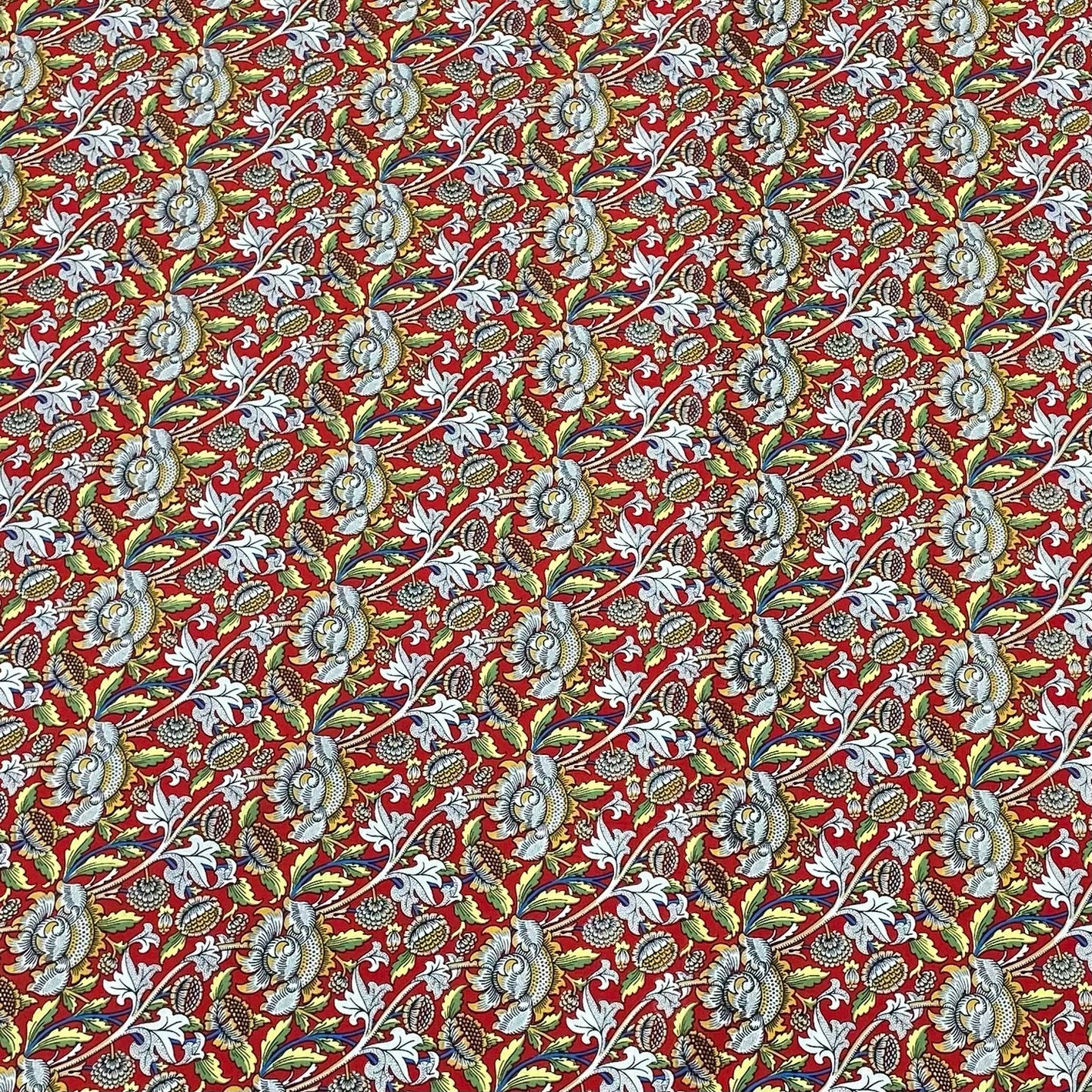 3 Metres Luxury Dressmaking 100% Cotton Lawn- 60" (Red Flowers)