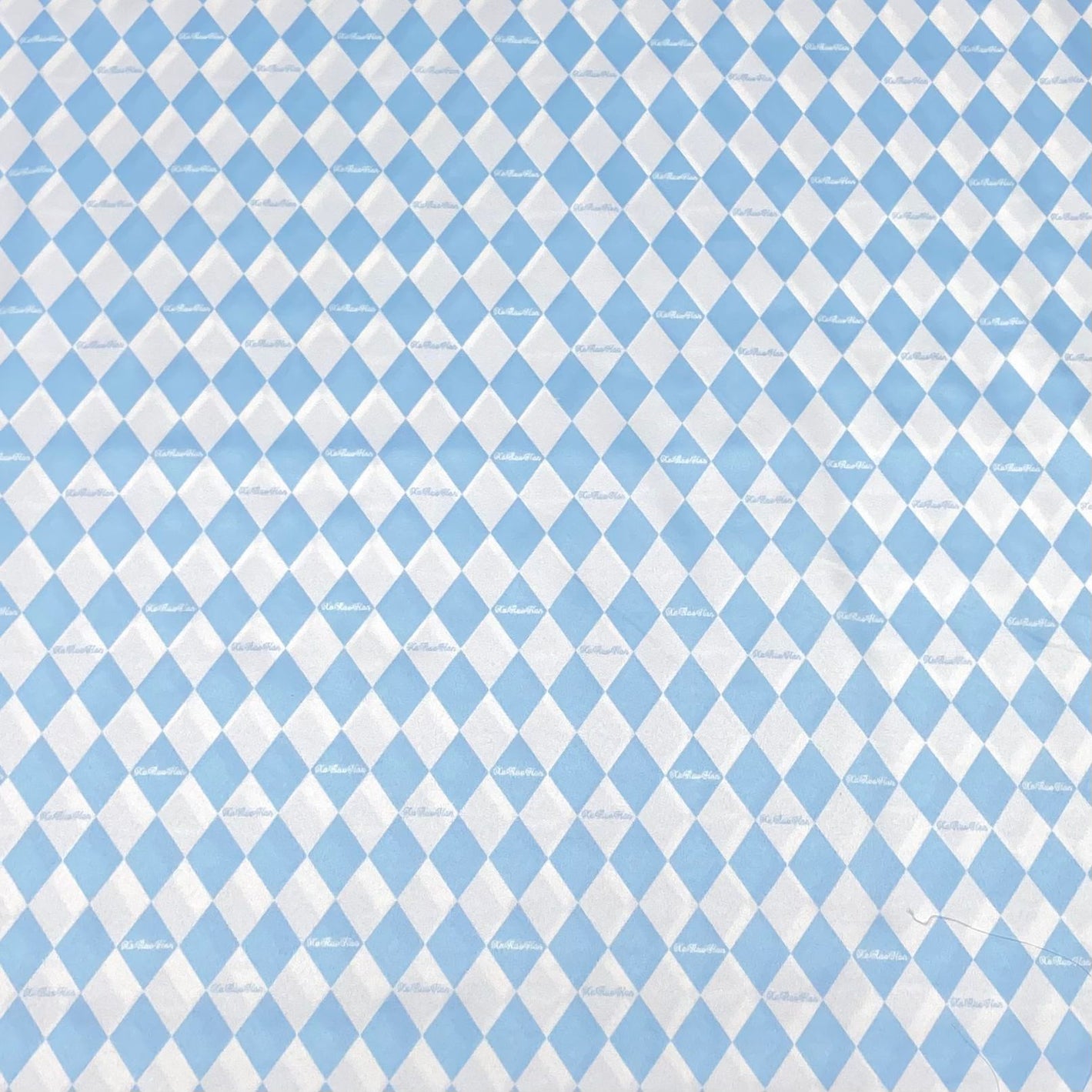 3 Metres Printed Silky Satin- 55" Wide (White & Blue)