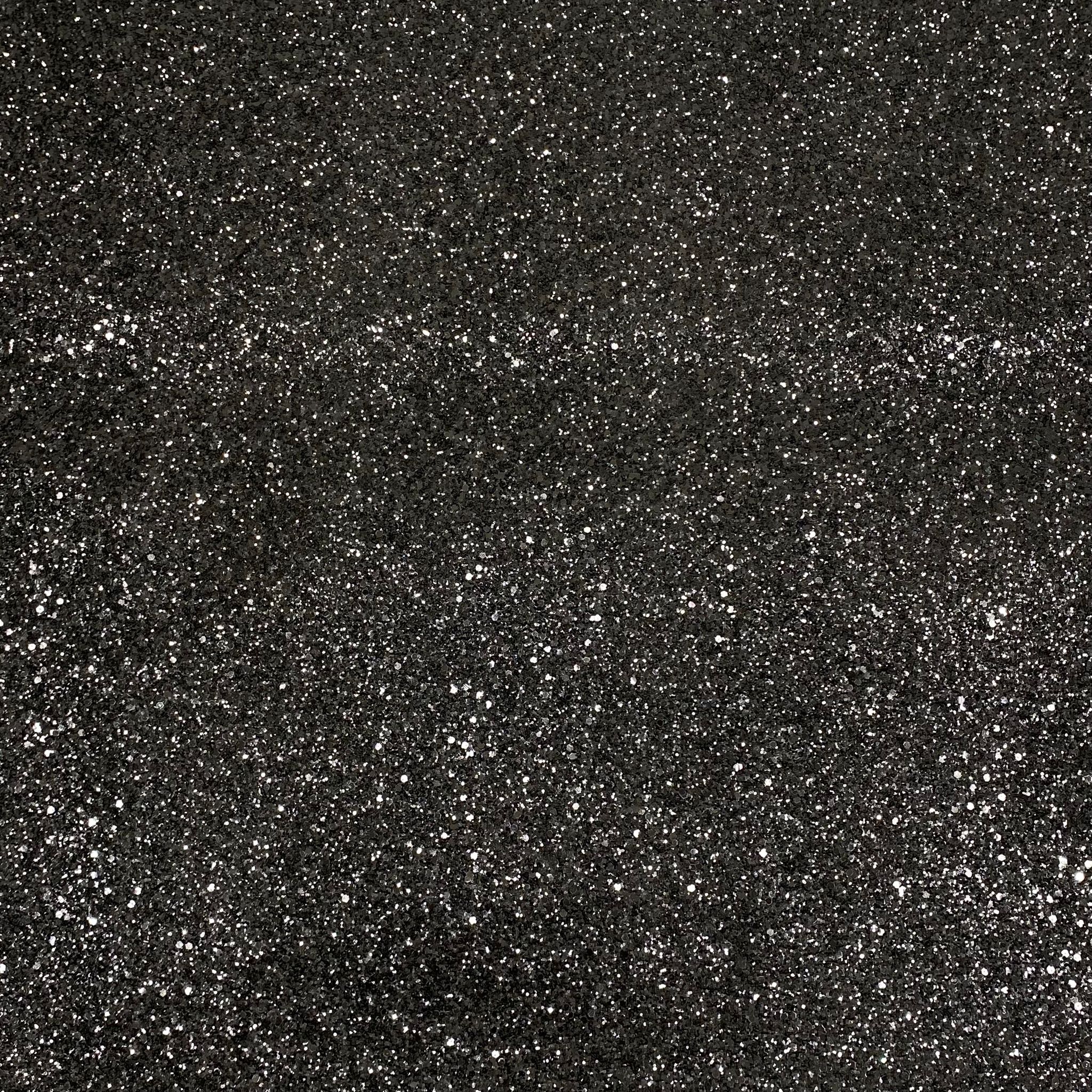 Cotton Backed Chunky Glitter Fabric- Black