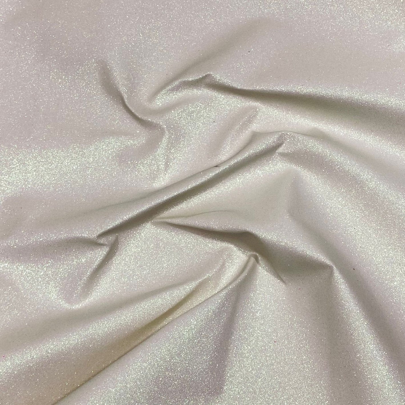 Cotton Backed Chunky Glitter Fabric- Cream