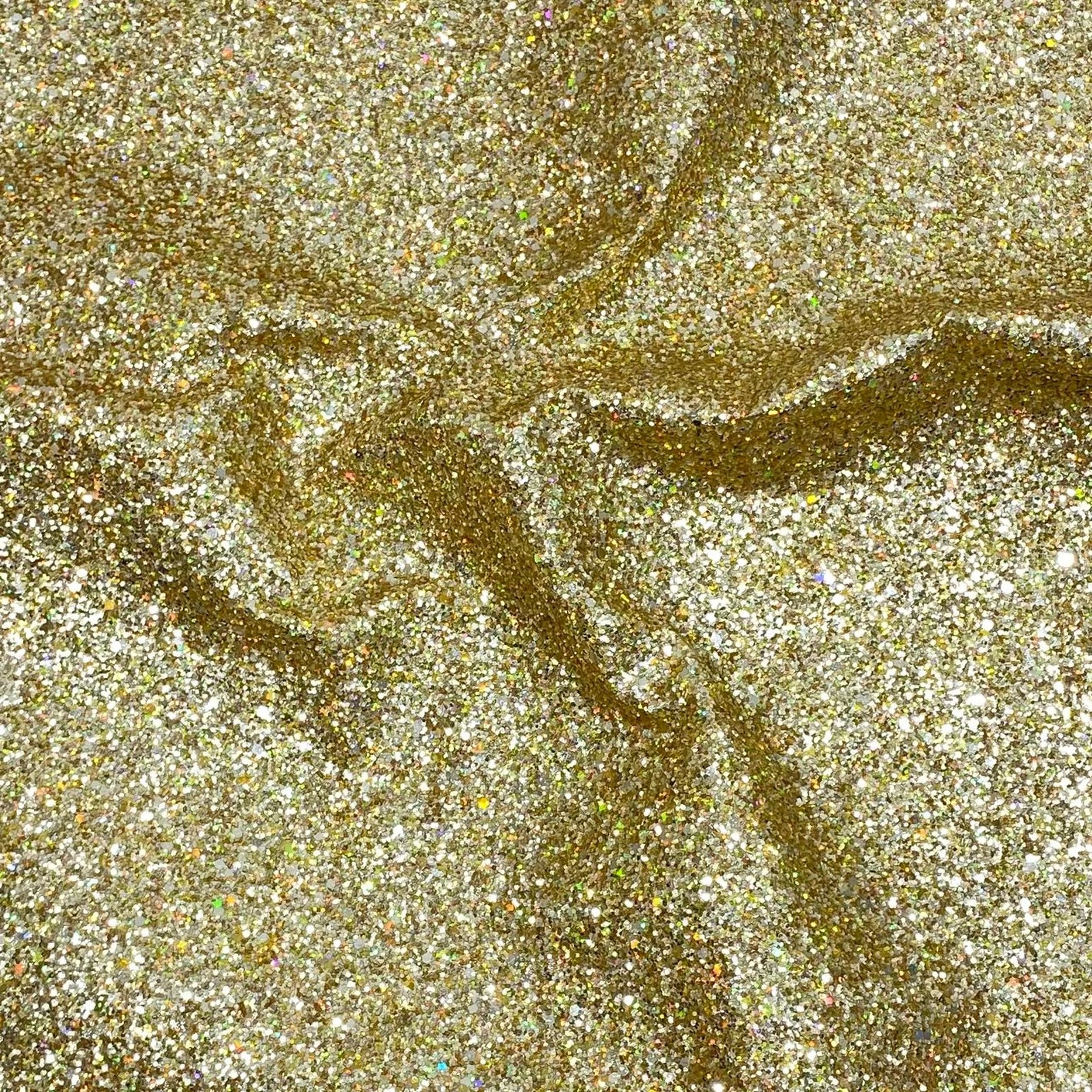 Cotton Backed Chunky Glitter Fabric- Gold