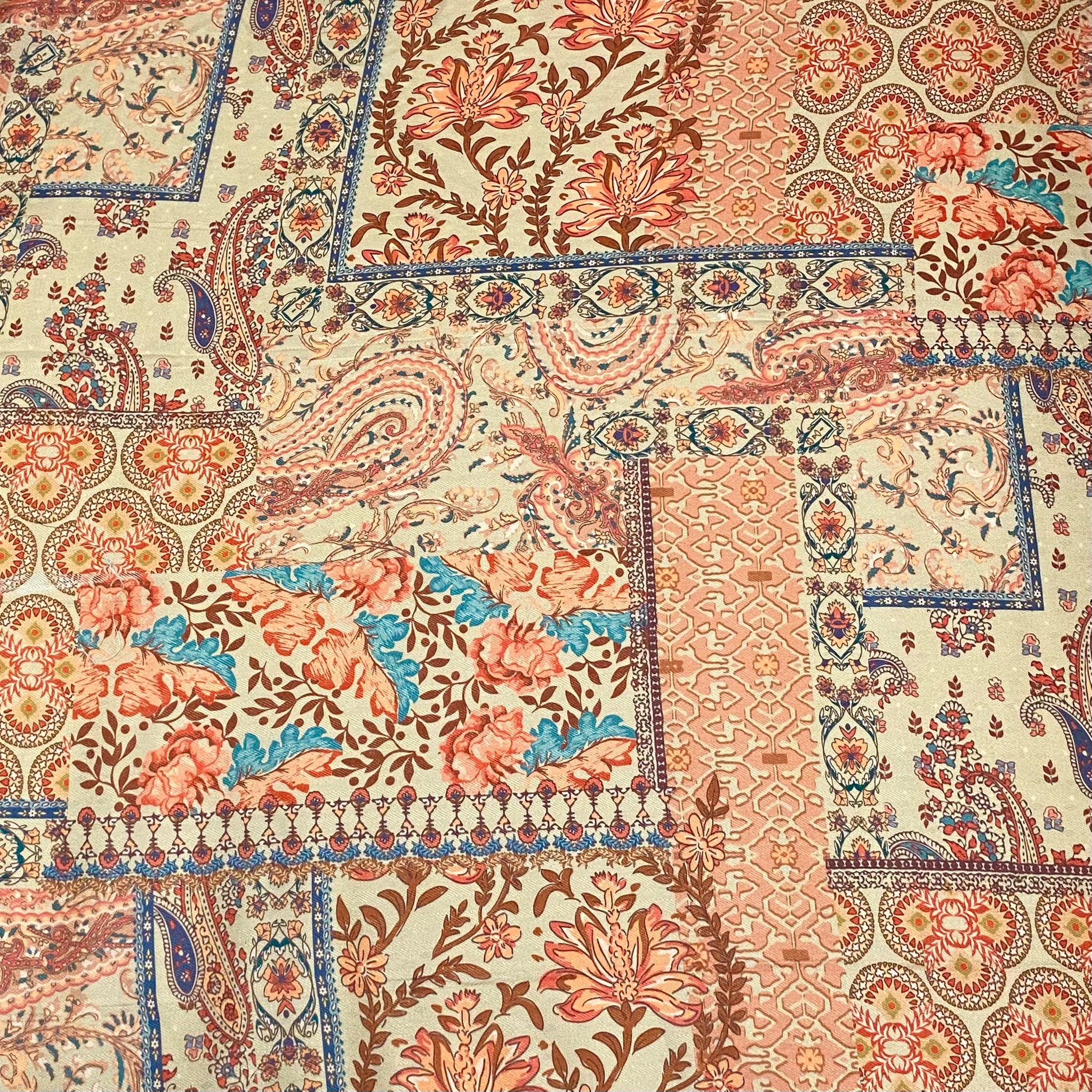 3 Metres Printed Cashmere Effect Crepe Fabric- 45" Wide (Amber)