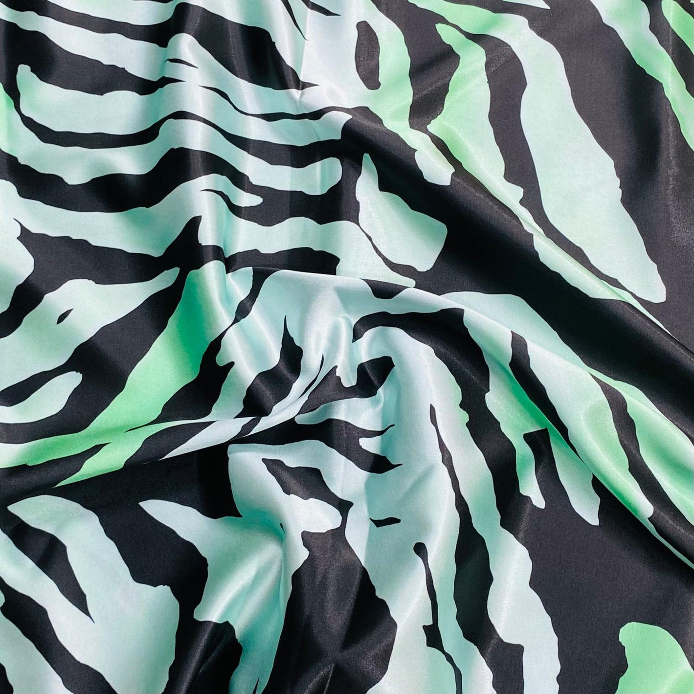 Luxurious Printed Satin-'Zebra Green' 55" Wide (3 Metres)