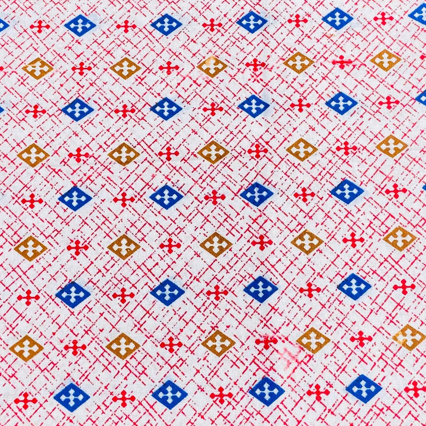 Luxury 100% Cotton - 'Blue & Brown', 36" Wide (2.9 Metres ) (Design Will Vary)