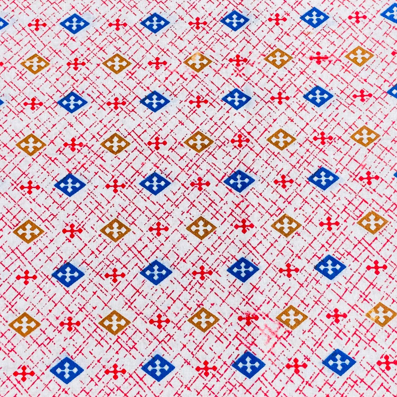 Luxury 100% Cotton - 'Blue & Brown', 36" Wide (2.9 Metres ) (Design Will Vary)