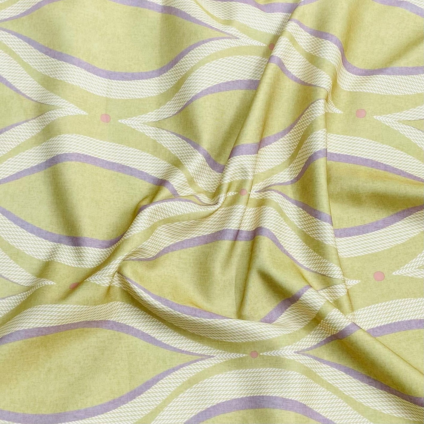 Luxurious Printed Satin- 'Green & Blue' 55" Wide (3 Metres)