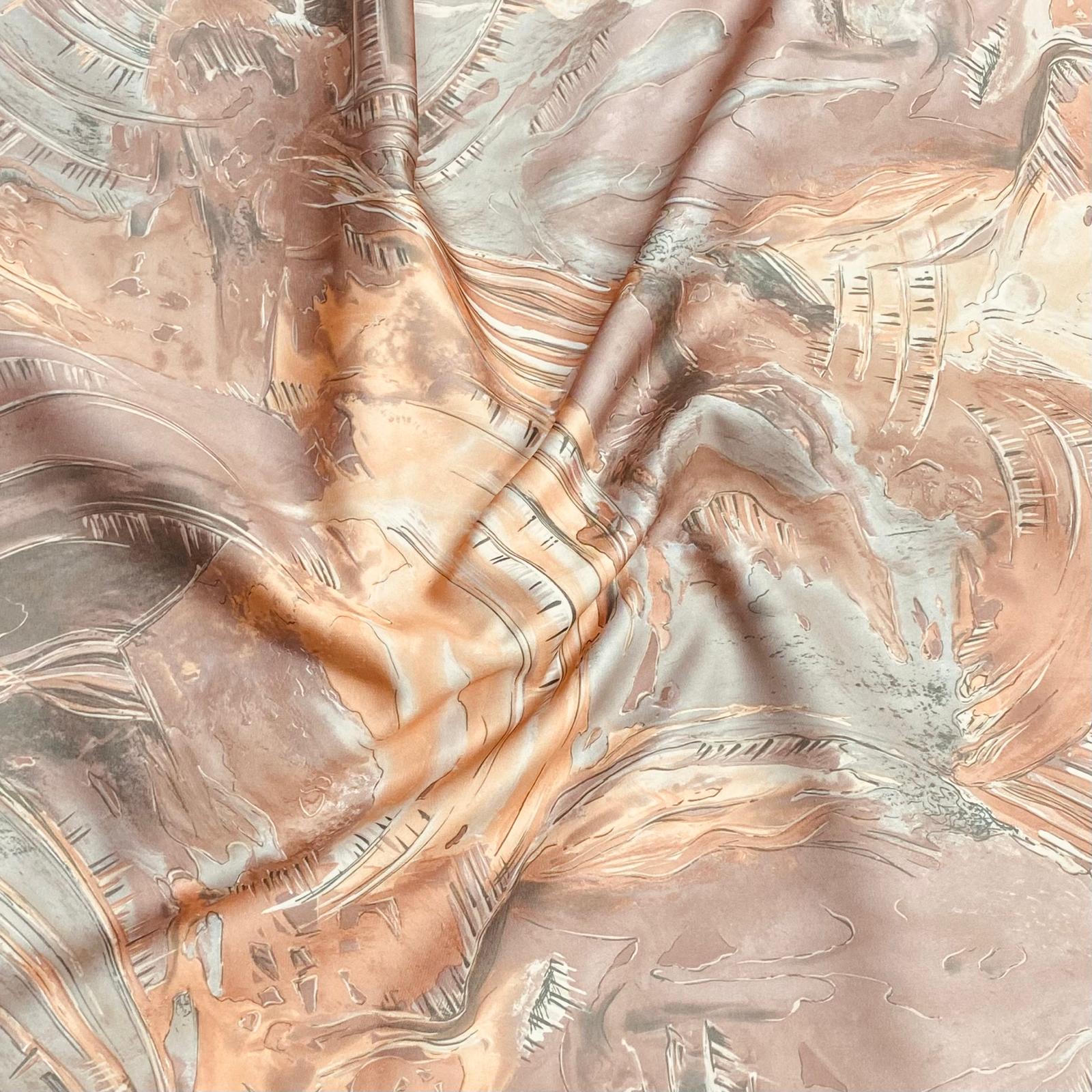 Luxurious Printed Satin-'Brown' 55" Wide (3 Metres)