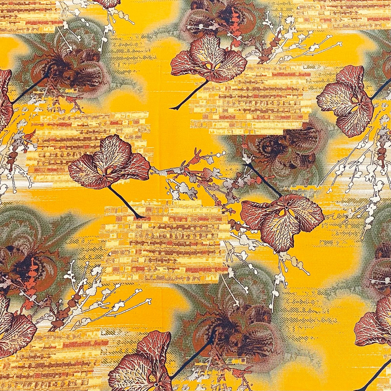 Luxury Dressmaking Printed Viscose,  'Sun', 55" Wide (3 Metres)