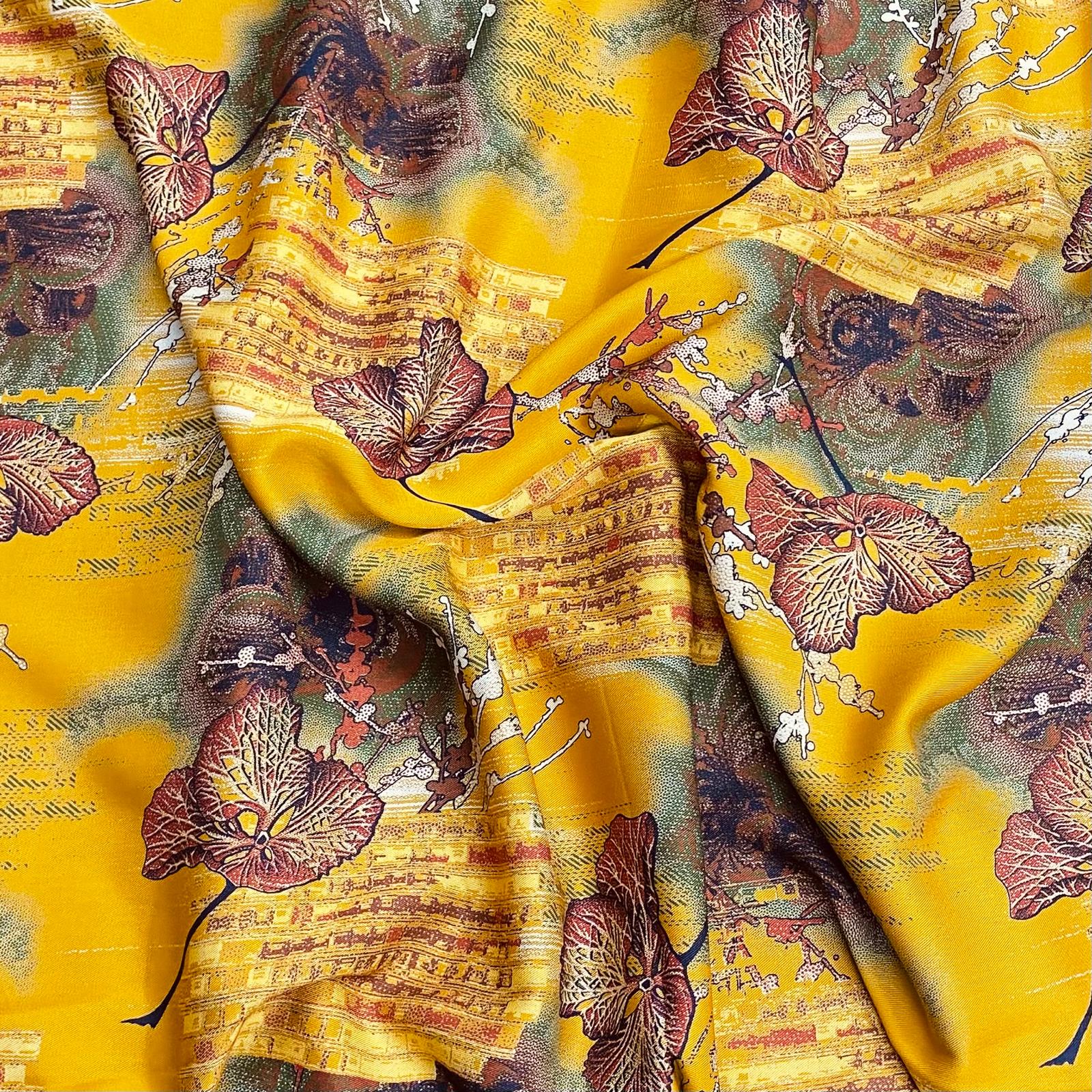 Luxury Dressmaking Printed Viscose,  'Sun', 55" Wide (3 Metres)