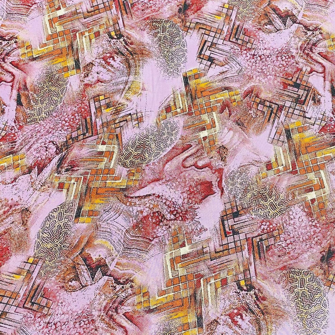 Luxury Dressmaking Printed Viscose,  'Raspberry', 55" Wide (3 Metres)