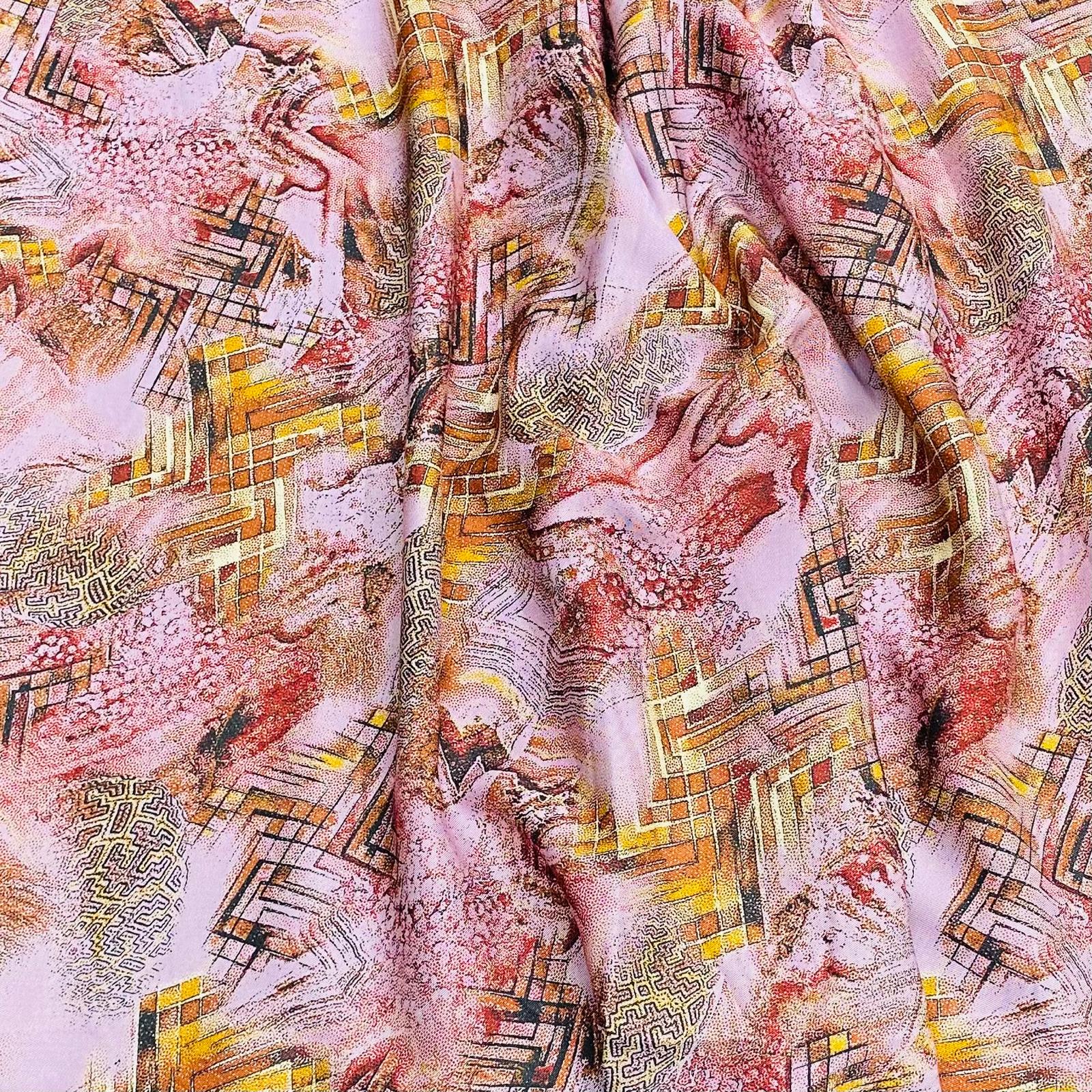 Luxury Dressmaking Printed Viscose,  'Raspberry', 55" Wide (3 Metres)