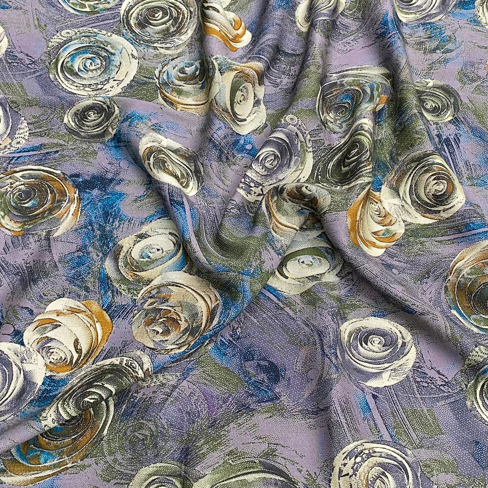 Luxury Dressmaking Printed Viscose,  'Grey', 55" Wide (3 Metres)