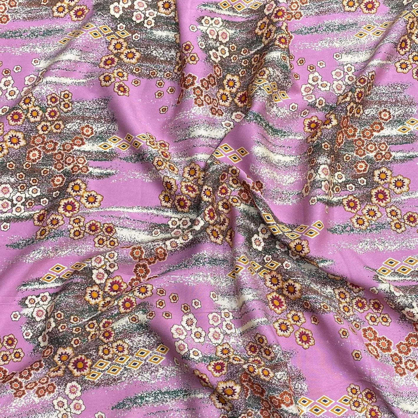 Luxury Dressmaking Printed Viscose,  'Pink', 55" Wide (3 Metres)