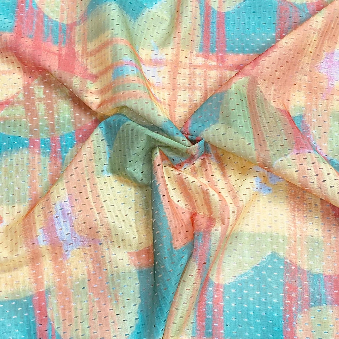 Beautiful Printed Cut Out Crepe 55"- 'Yellow' Wide (3 Metres)