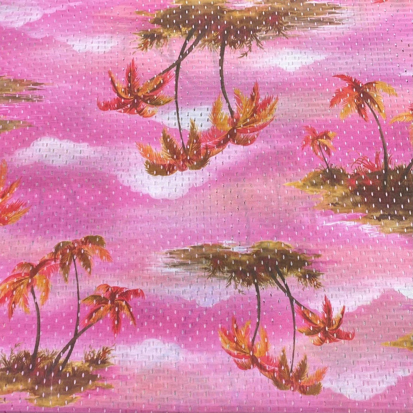 Beautiful Printed Cut Out Crepe 55"- 'Pink' Wide (3 Metres)