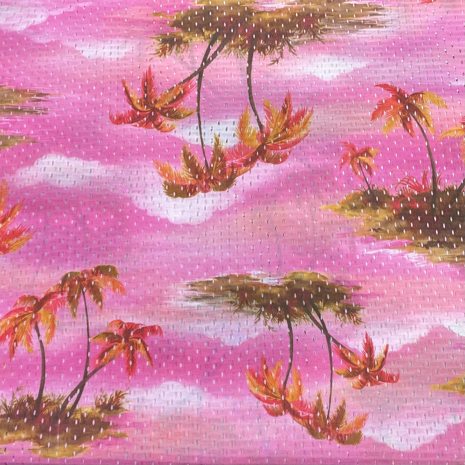 Beautiful Printed Cut Out Crepe 55"- 'Pink' Wide (3 Metres)