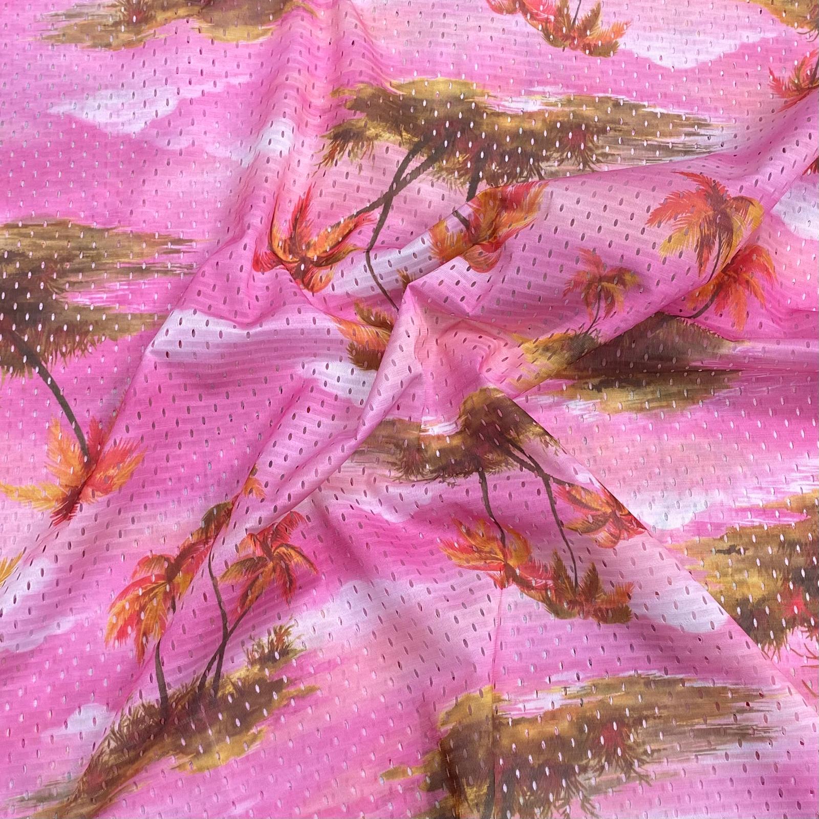 Beautiful Printed Cut Out Crepe 55"- 'Pink' Wide (3 Metres)