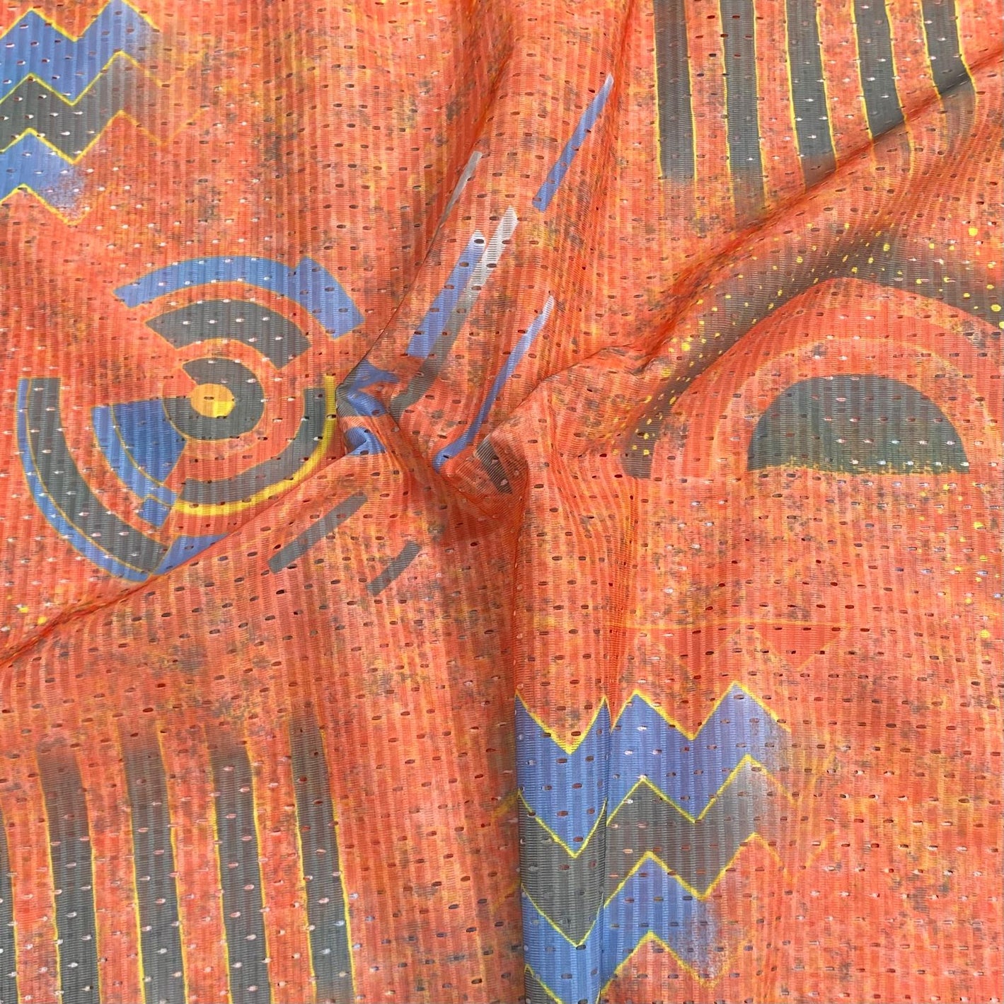 Beautiful Printed Cut Out Crepe 55"- 'Orange' Wide (3 Metres)