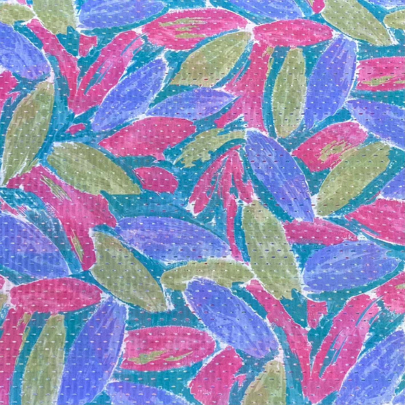 Beautiful Printed Cut Out Crepe 55"- 'Purple, pink & Green' Wide (3 Metres)