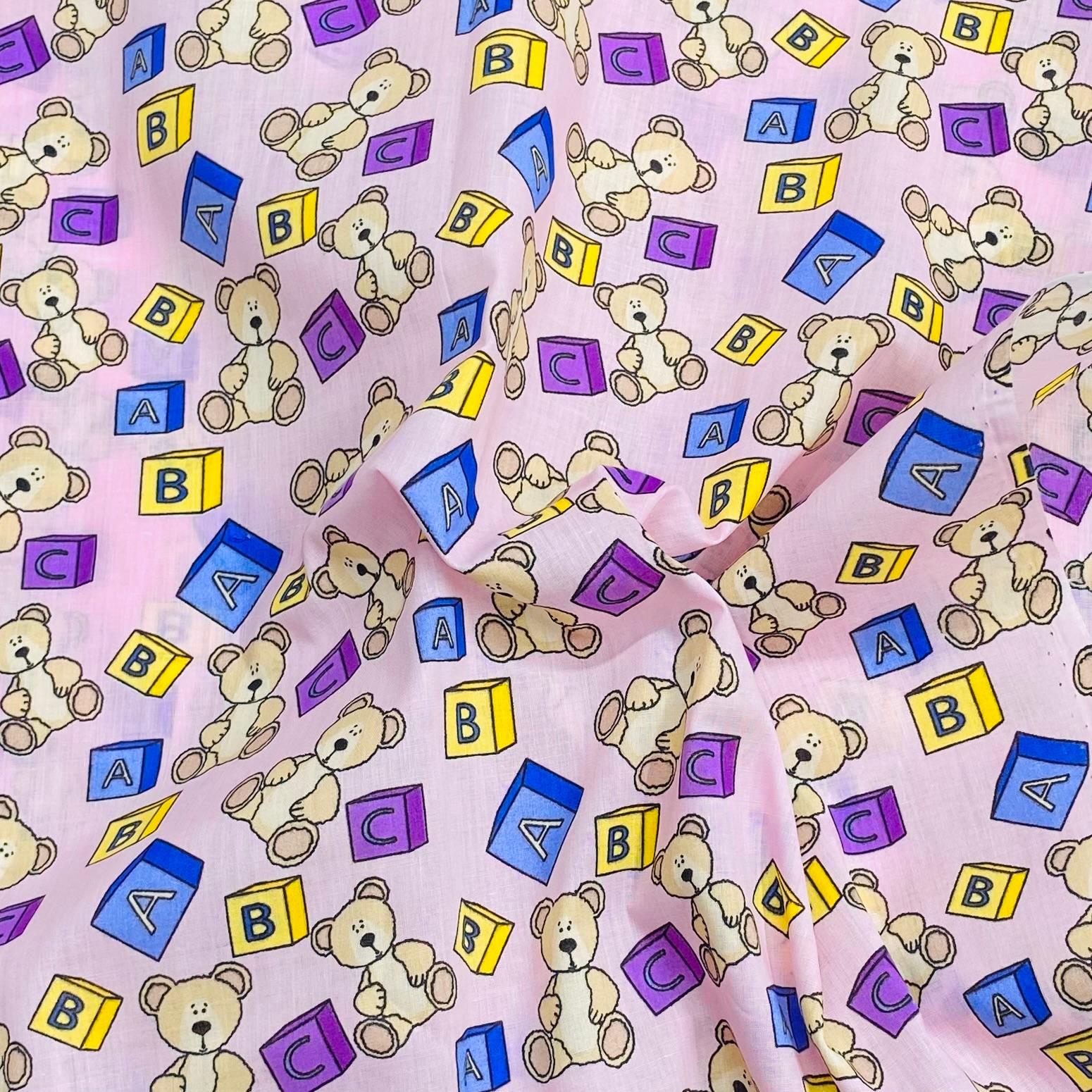 Printed Poly Cotton 100% Cotton, 'ABC' -45" Wide (3 Metres)