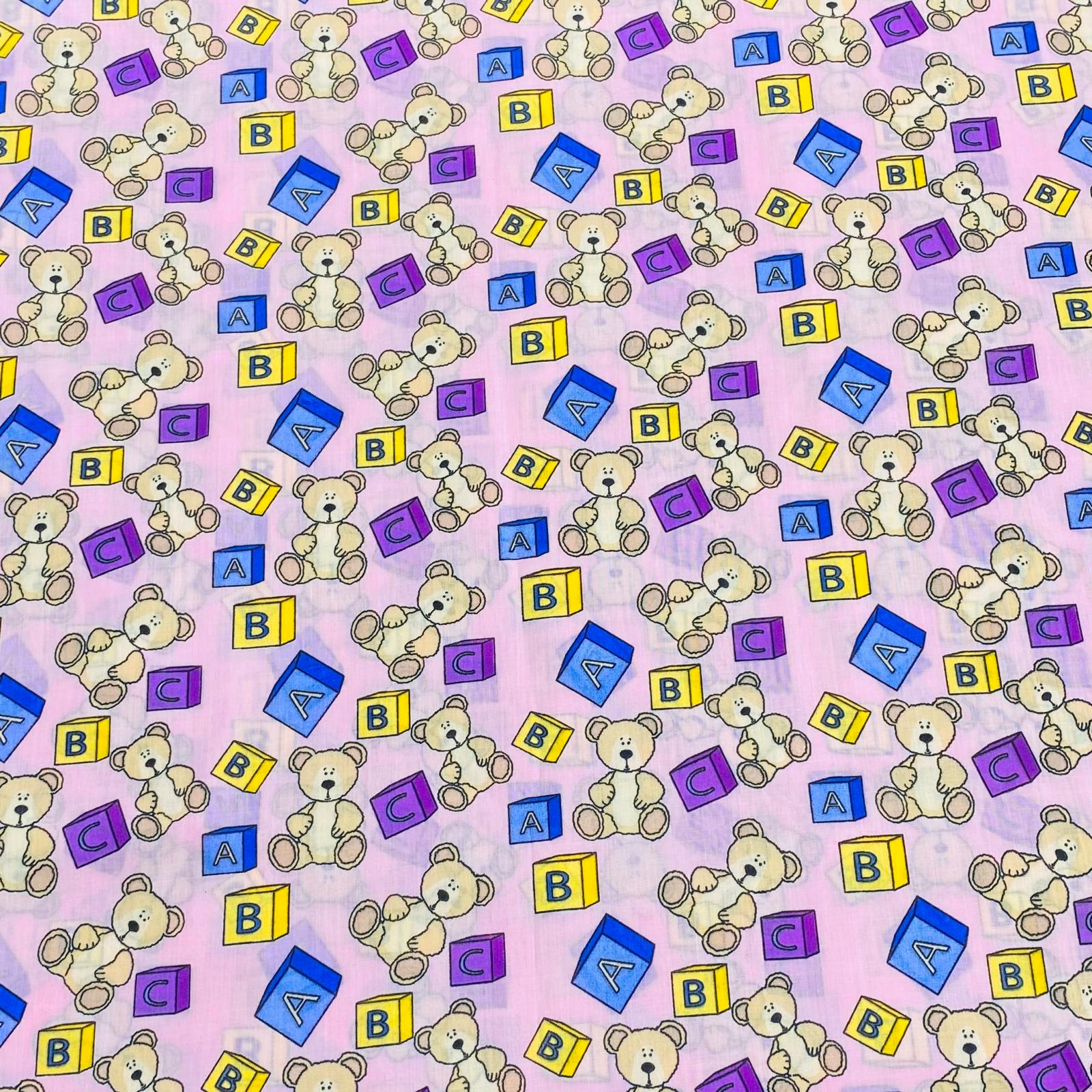 Printed Poly Cotton 100% Cotton, 'ABC' -45" Wide (3 Metres)