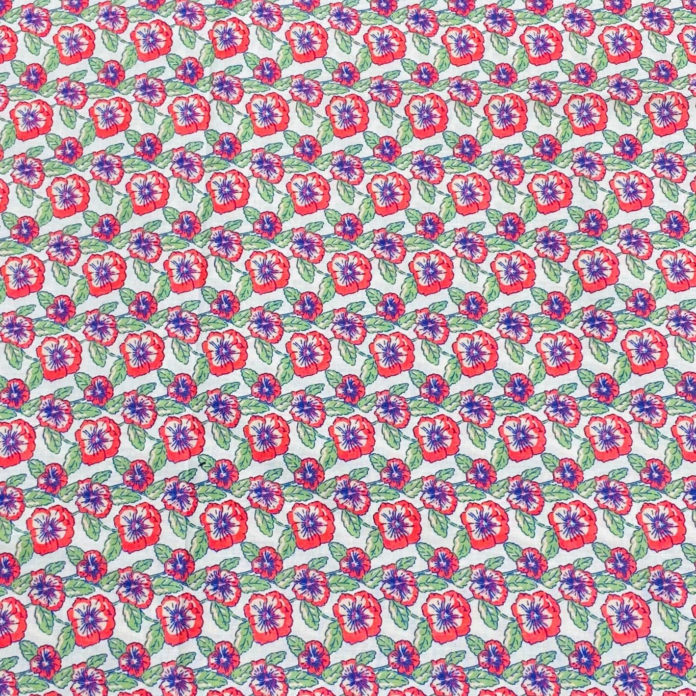 Printed Poly Cotton 100% Cotton, 'Floral' -45" Wide (3 Metres)