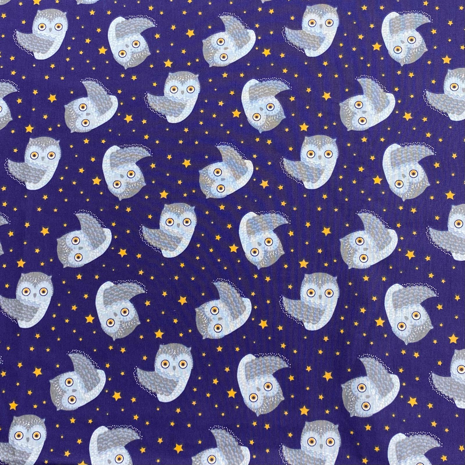 3 Metres Super Soft Printed Poplin Cotton - 63" Wide (Owl)