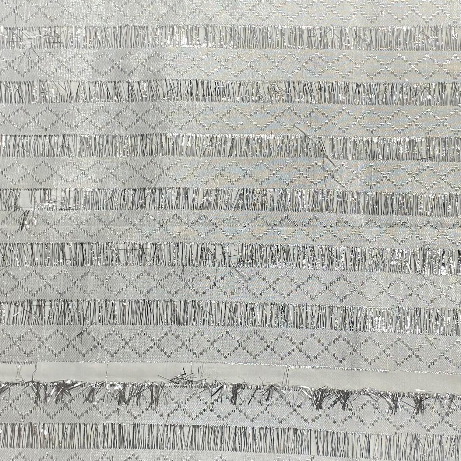 High Quality Tassels On Lamee, 'Silver' - 45" Wide (3 Metres)