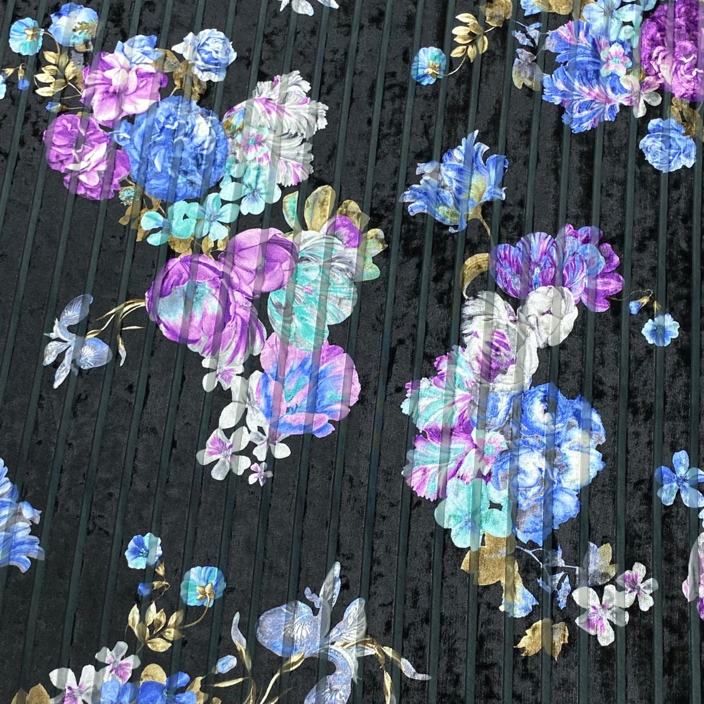 Premium Ribbed Soft Spandex Velvet - Black- 55" Wide (3 Metres)