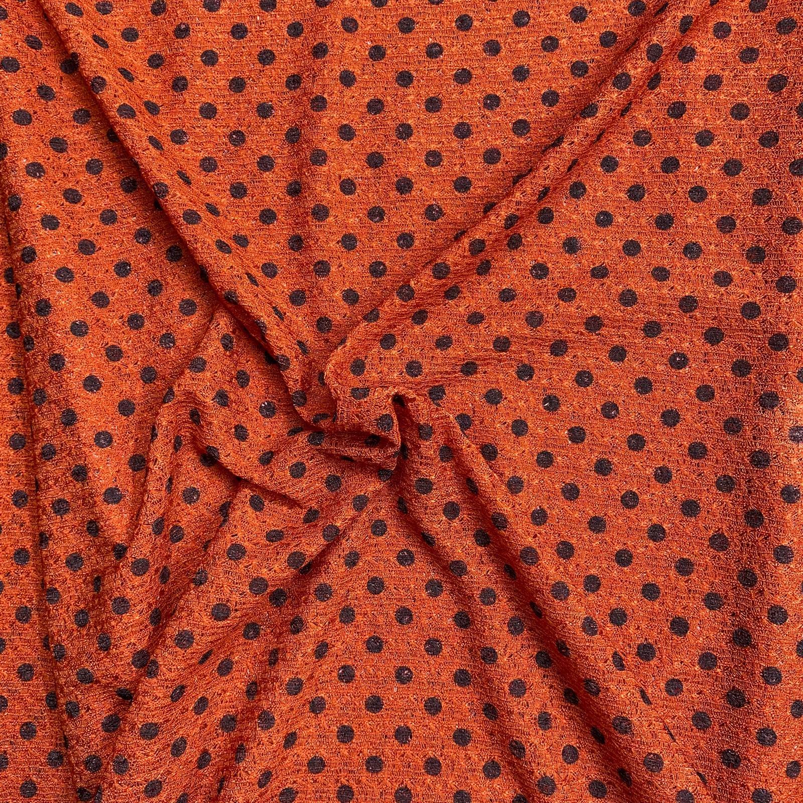 3 Metres Quality Printed Benjamin Knit Jersey - 55" Wide  (Orange & Black)