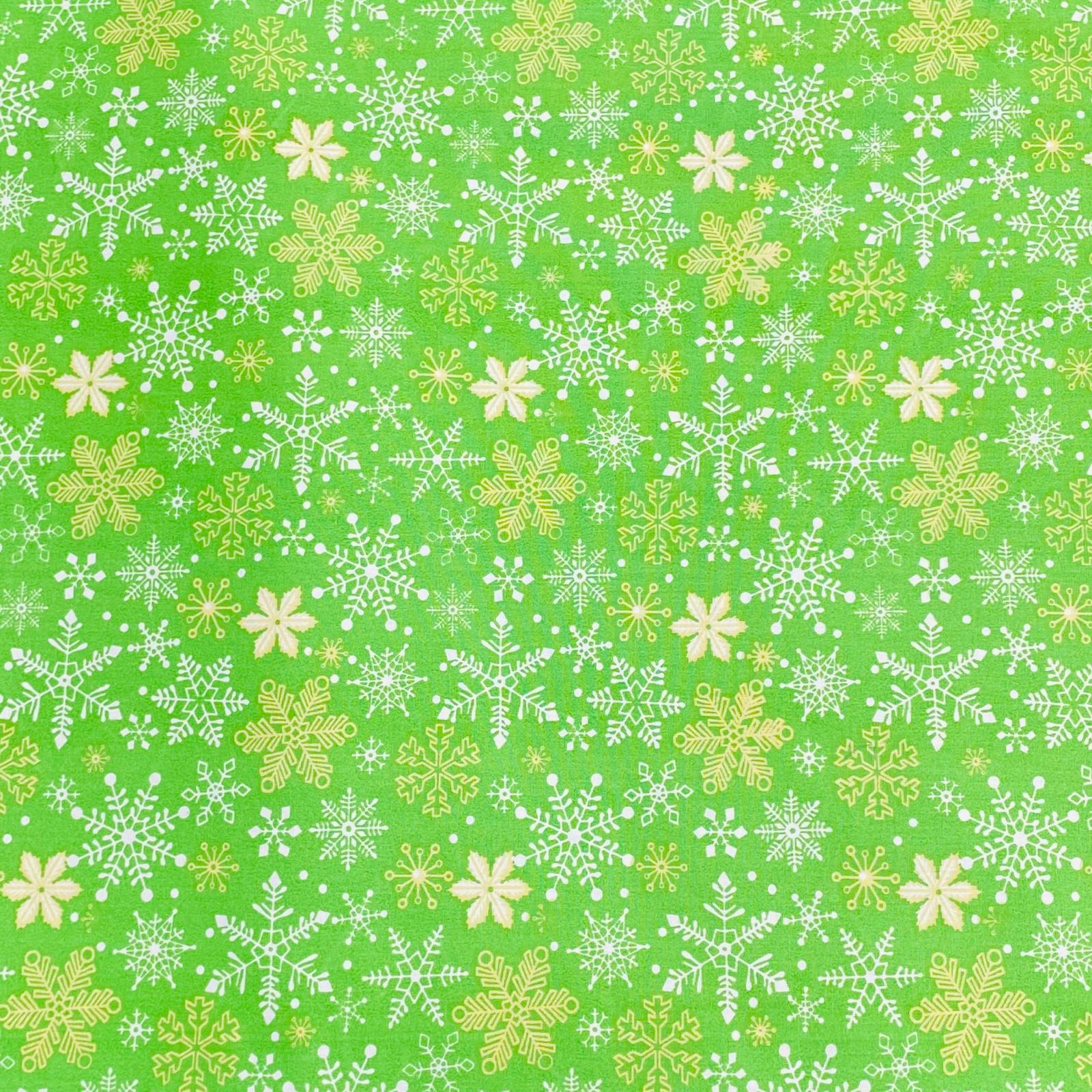 3 Metres Super Soft Christmas Print Poplin Cotton - 45" Wide (Stars Green)