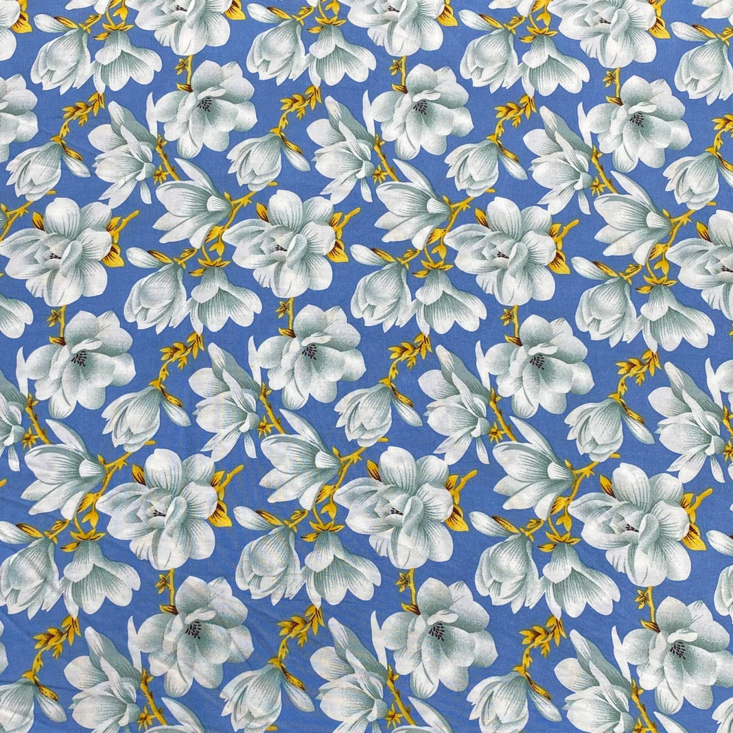 3 Metres, Premium Quality, Printed Dressmaking Viscose - 55" Wide (Sky)