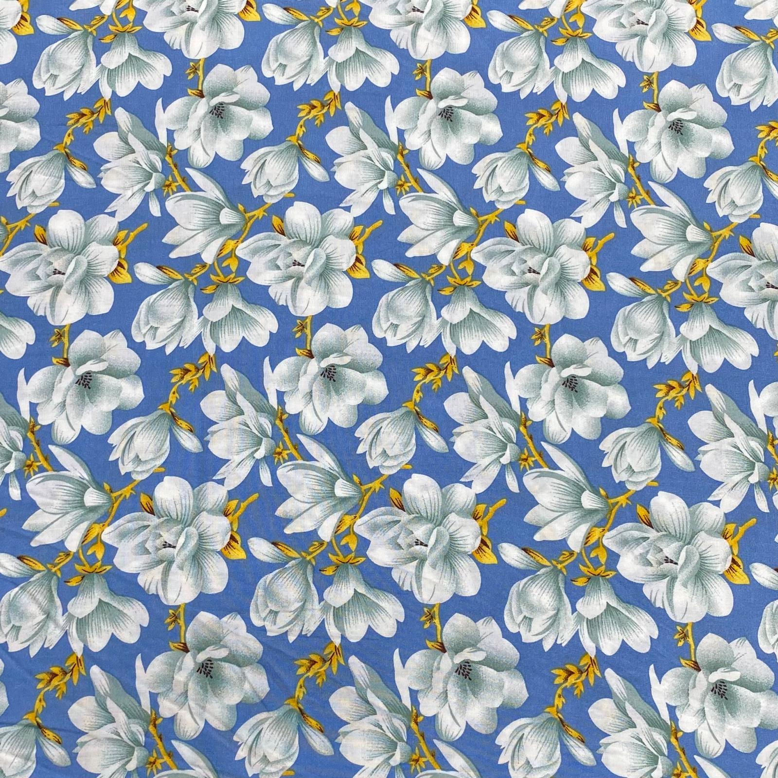 3 Metres, Premium Quality, Printed Dressmaking Viscose - 55" Wide (Sky)